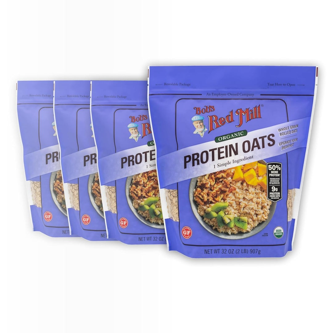 Bob's Red Mill Organic Gluten Free Protein Oats, 32oz (Pack of 4) - 9g/Serving, Non GMO, Whole Grain, Plant Based Protein, Vegan, Kosher