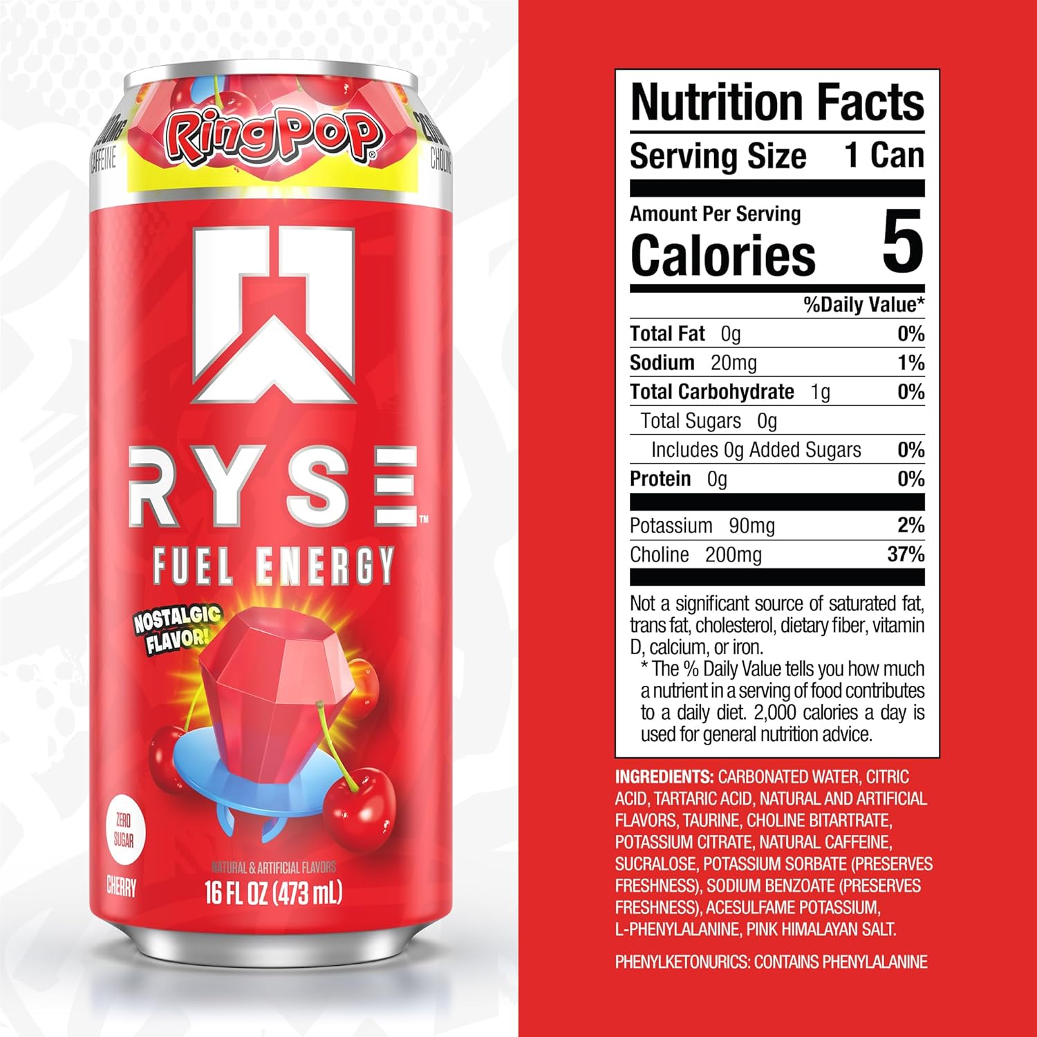 RYSE Fuel Energy Drink - Variety Pack - Sugar Free, Gluten Free & Vegan - 200mg Natural Caffeine, Taurine & Choline for Focus & Energy - No Artificial Colors - 16 fl oz Cans (12-Pack)