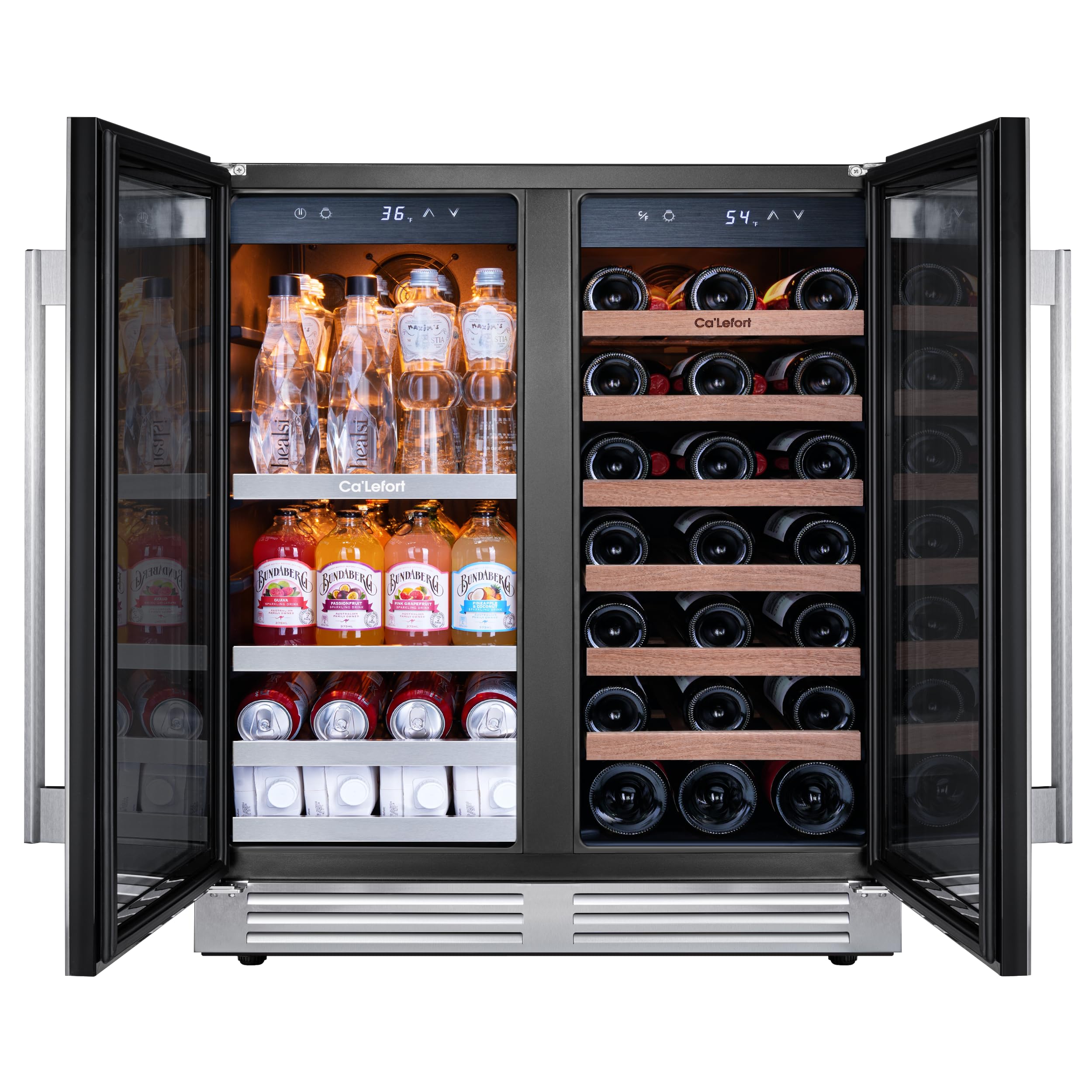 Ca'Lefort 15 Inch Wine Fridge, 33 Bottle Wine Cooler Refrigerator, 40-65°F Wine Refrigerator Glass Door, 3 LED Wine Fridge, Built-in or Freestanding Fridge for Home/Bar/Kitchen (3.0 cu.ft)
