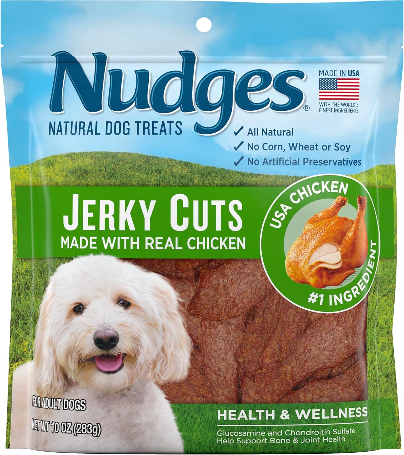 Blue Buffalo Nudges Jerky Bites Dog Treats, Made in the USA with Natural Ingredients, Bite-Sized Pieces, Chicken, 16-oz Bag