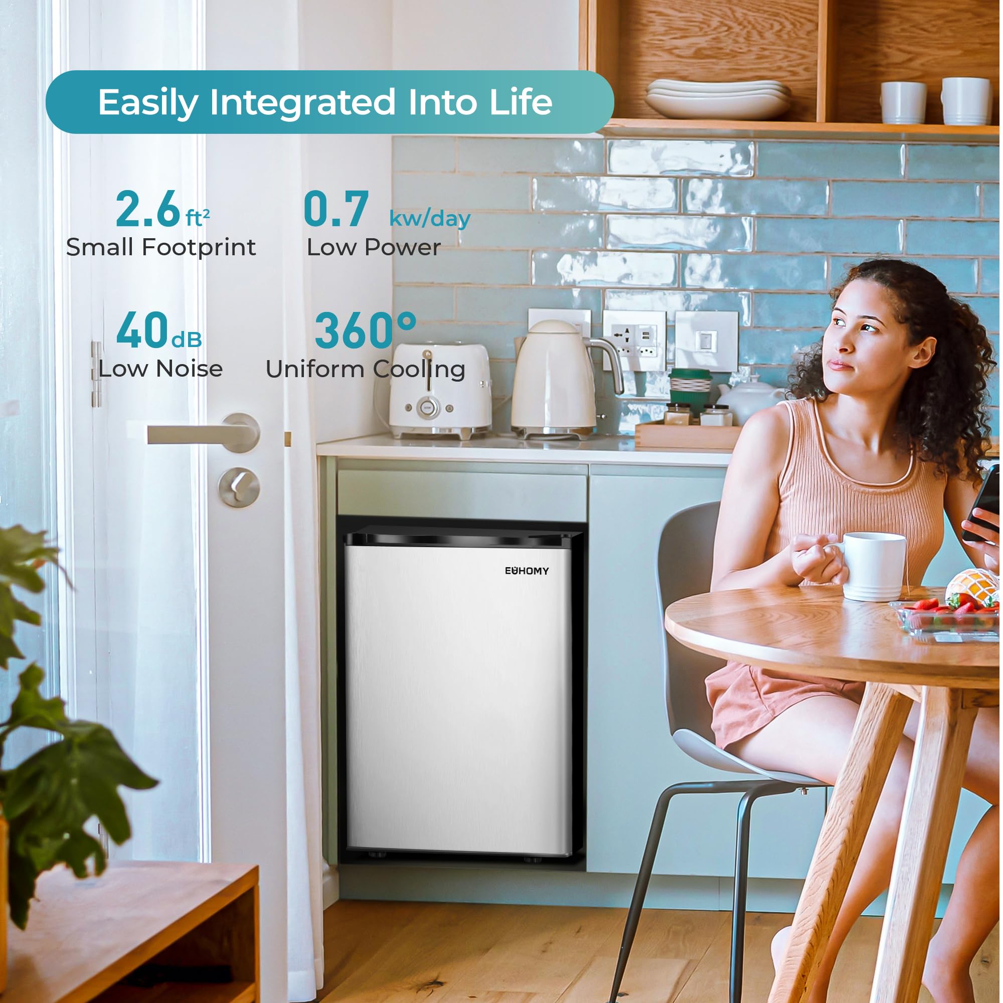 EUHOMY 1.1 Cubic Feet Mini Freezer, Countertop, Single Door Compact Upright Freezer with Reversible Door, Removable Shelves, Small freezer for Home/Dorms/Apartment/Office, New Black