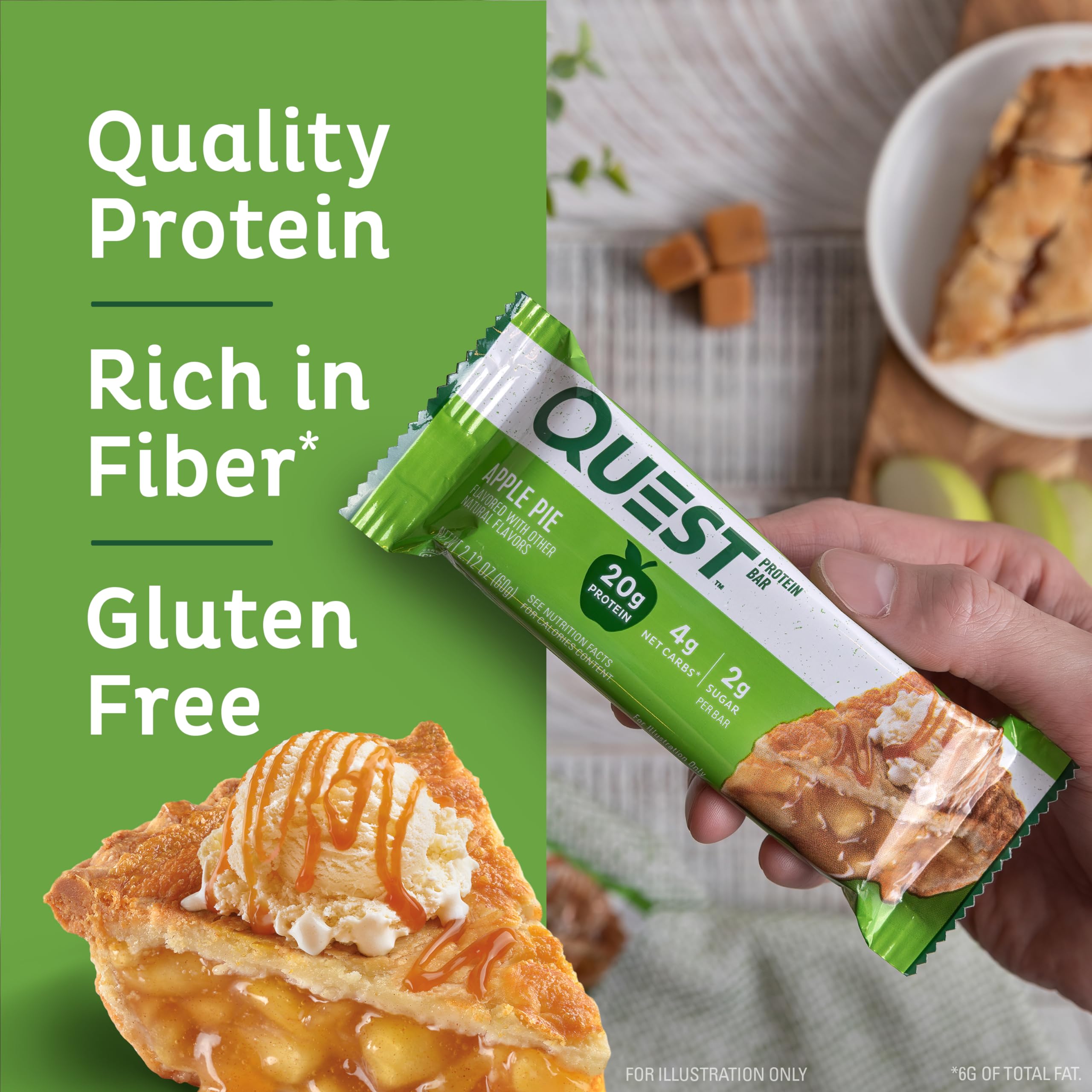 Quest Nutrition Chocolate Chip Dough Cookie Protein Bars, 21g Protein, 1g Sugar, 4g Net Carb, High Fiber, Gluten Free, Keto Friendy, 12 Count