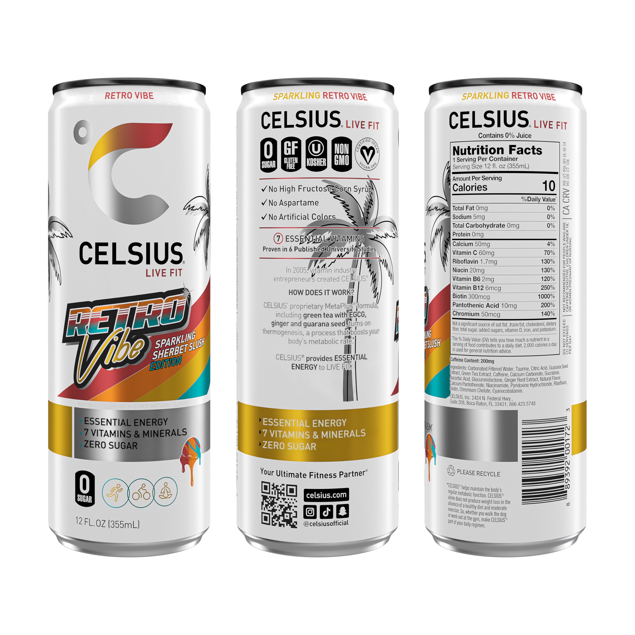 CELSIUS ASTRO VIBE Sparkling Blue Razz, Sugar Free Energy Drink, 12 Fl Oz (Pack of 12)