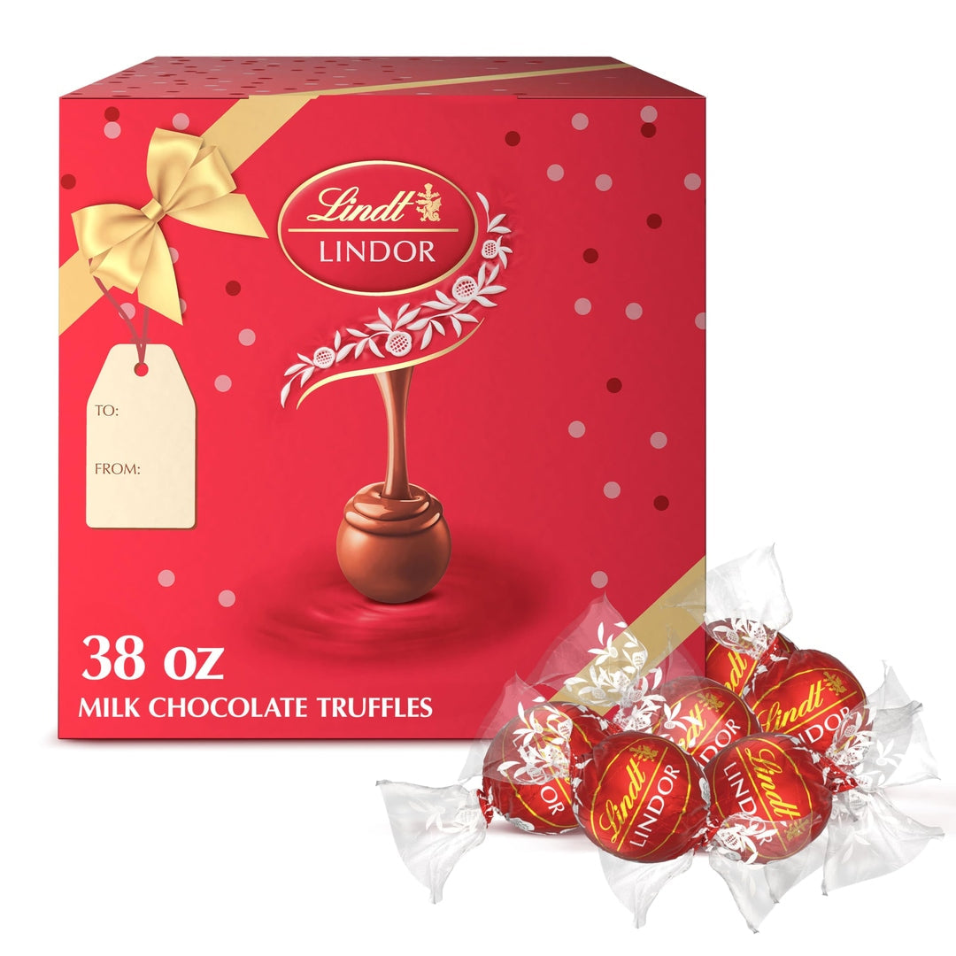 Lindt LINDOR Assorted Chocolate Truffles 90 Count Gift Box, Chocolate Candy with Smooth, Melting Truffle Center, 38.4 oz. Box