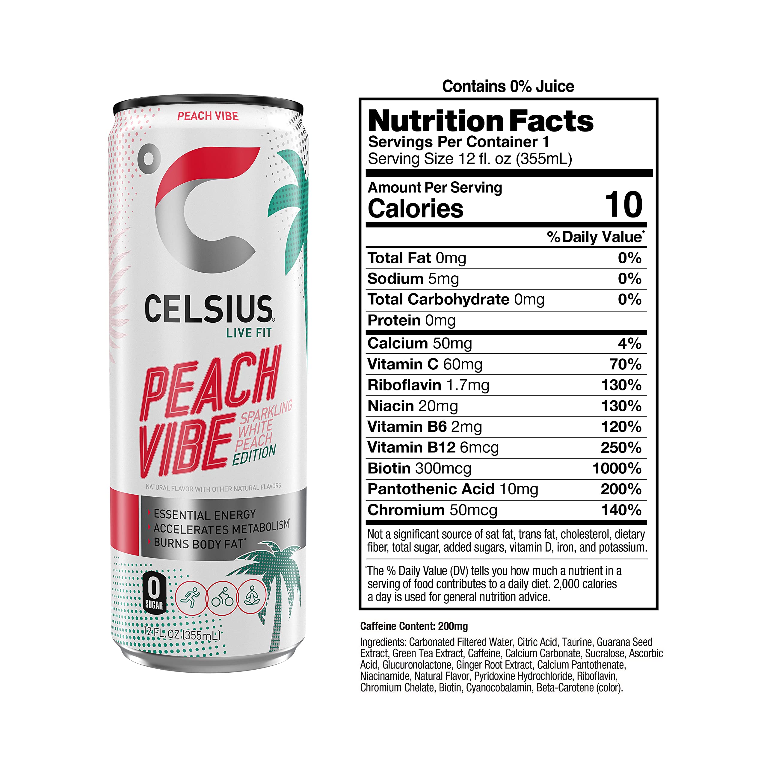 CELSIUS ASTRO VIBE Sparkling Blue Razz, Sugar Free Energy Drink, 12 Fl Oz (Pack of 12)