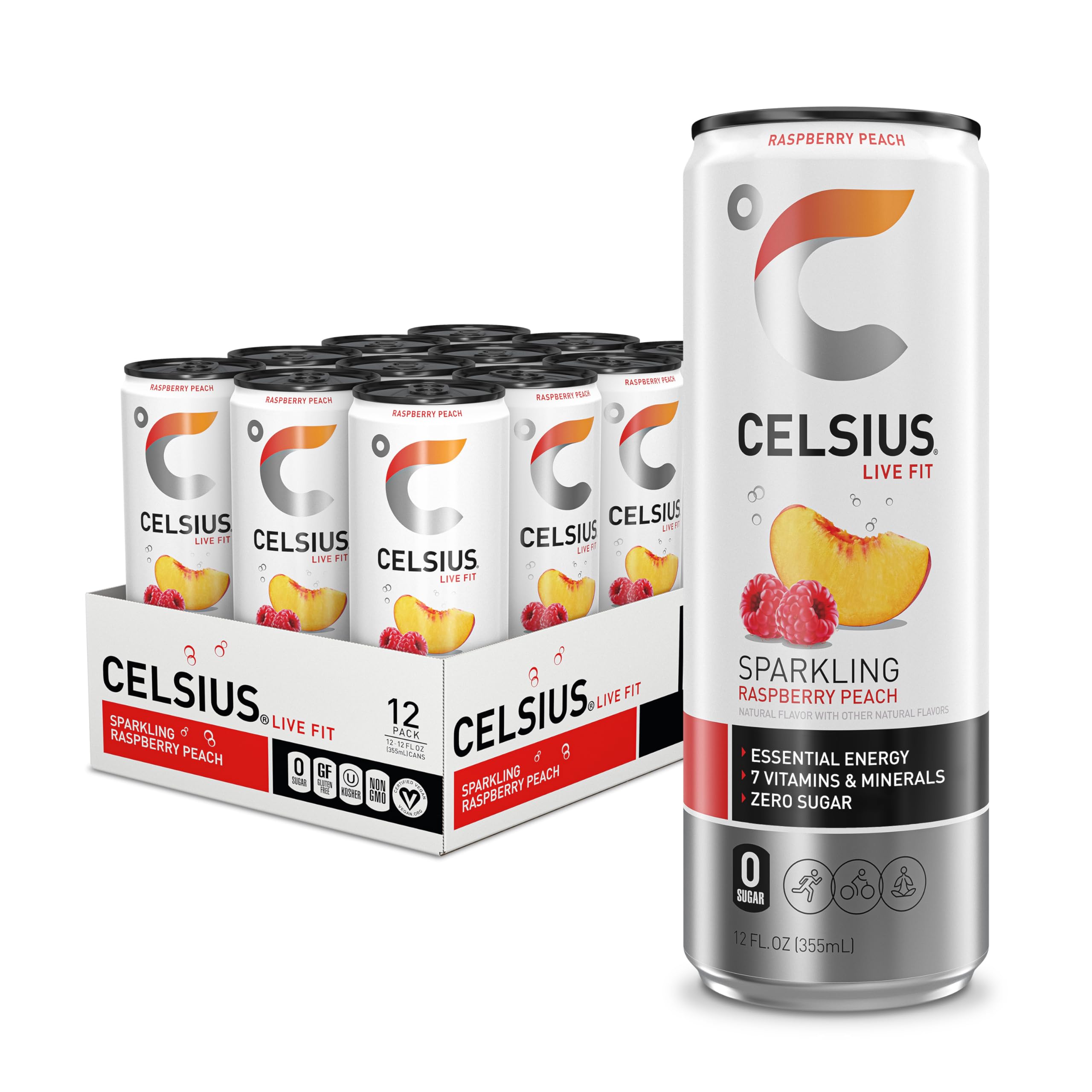 CELSIUS Sparkling Kiwi Guava, Functional Essential Energy Drink 12 Fl Oz (Pack of 12)