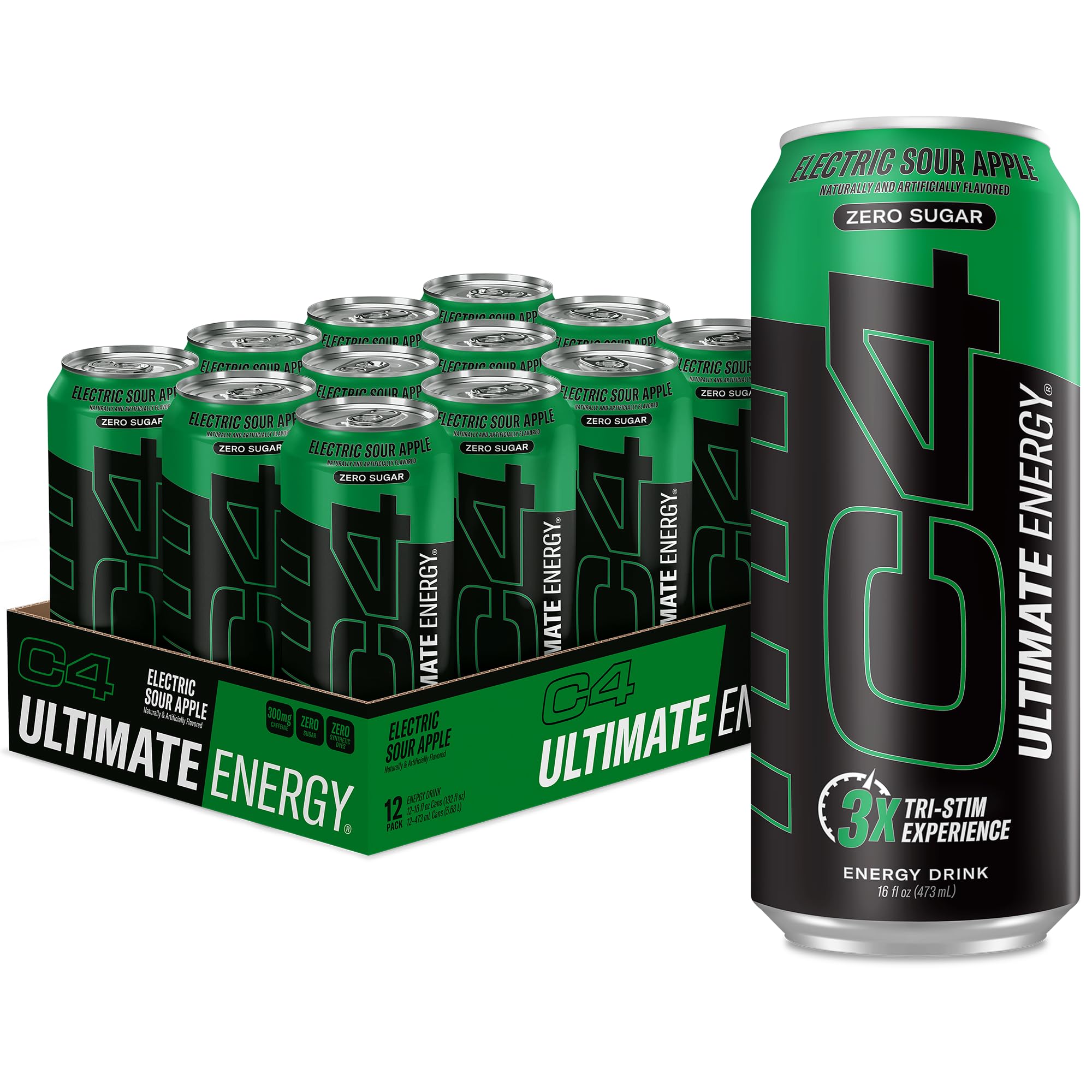 Cellucor C4 Ultimate | Pre Workout Sugar Free Energy Drink | Tri-Stim Experience with 300mg Caffeine + TeaCrine + Dynamine | Fruit Punch | 16oz (Pack of 12)