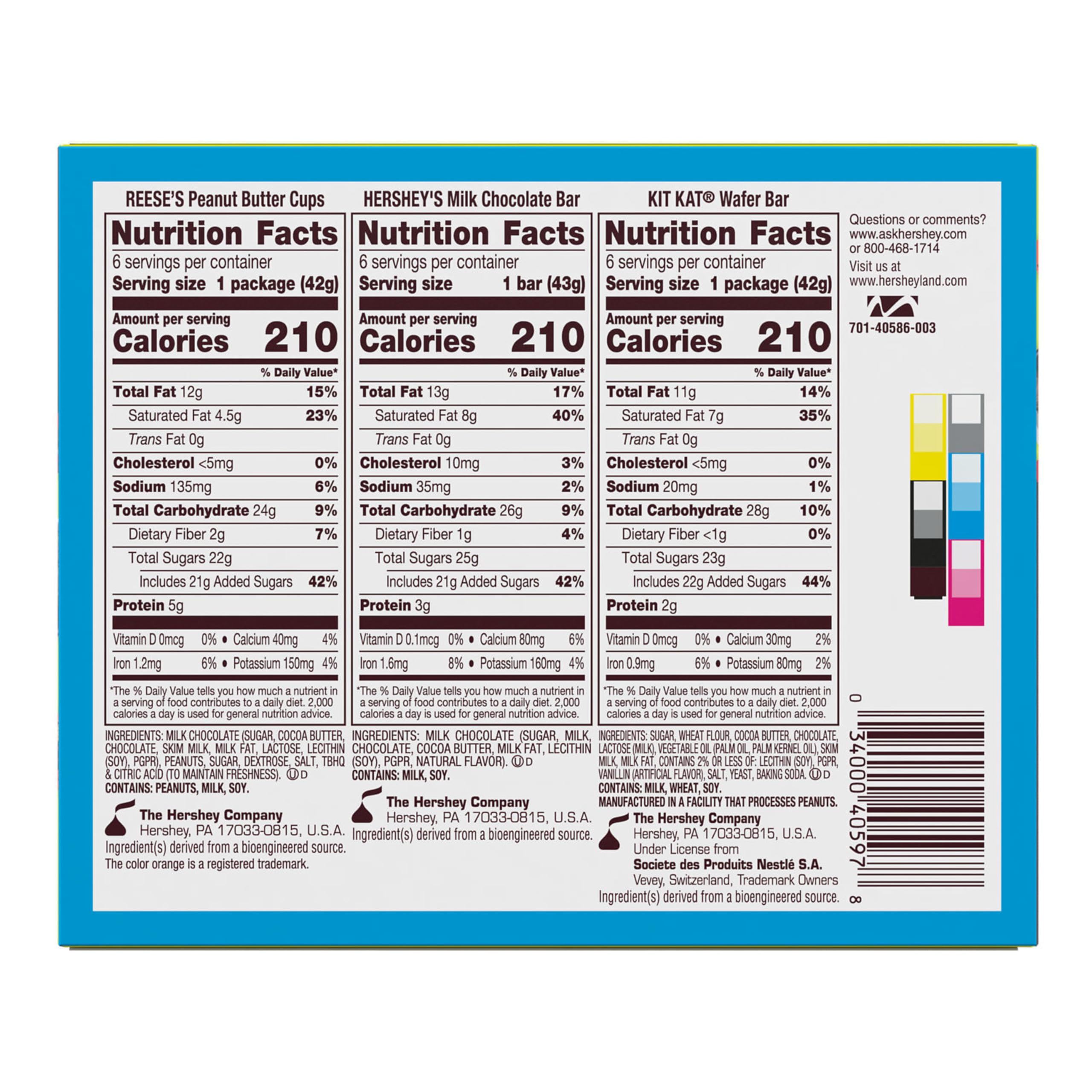 HERSHEY'S, KIT KAT and REESE'S Assorted Milk Chocolate Candy Variety Box, 27.3 oz (18 Count)