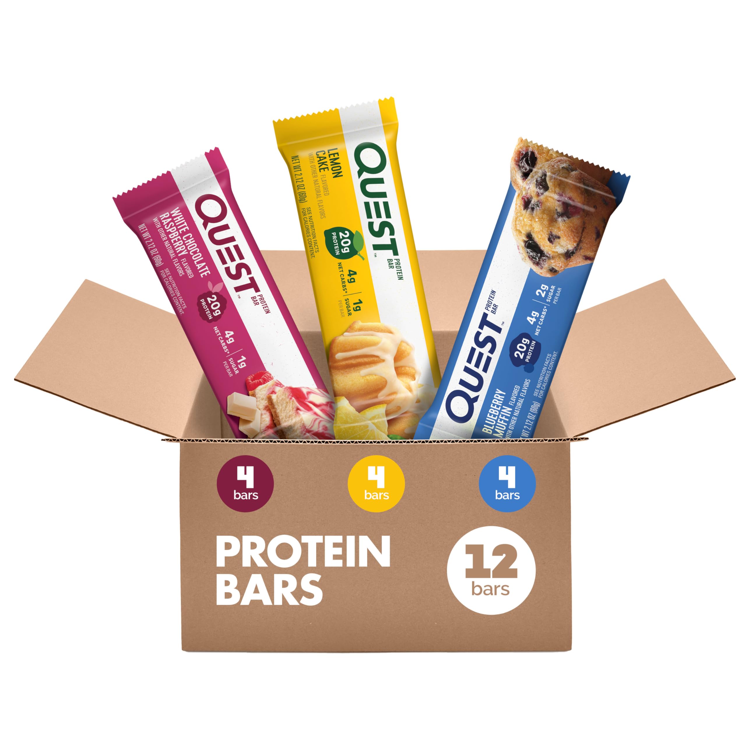 Quest Nutrition Chocolate Chip Dough Cookie Protein Bars, 21g Protein, 1g Sugar, 4g Net Carb, High Fiber, Gluten Free, Keto Friendy, 12 Count