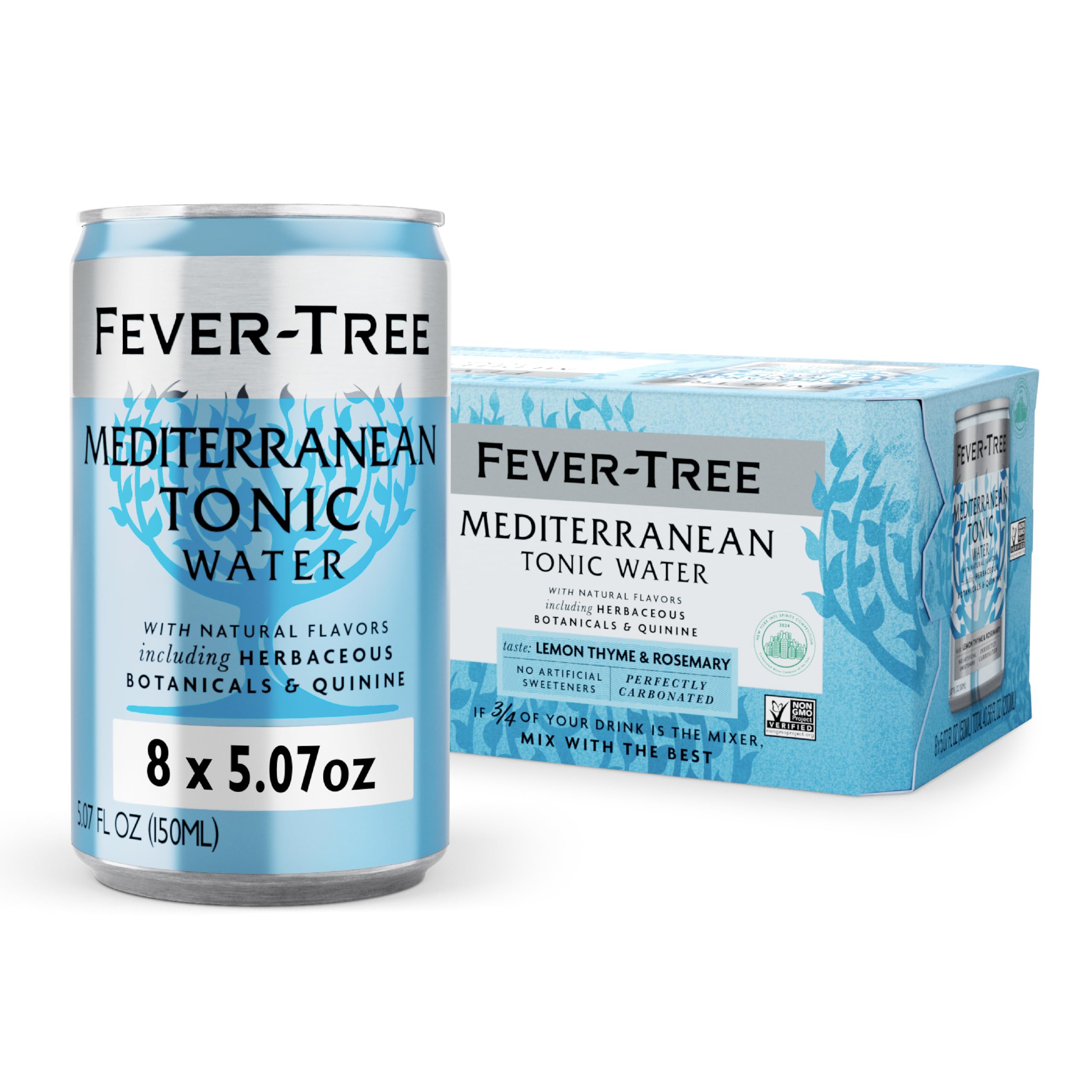 Fever Tree Tonic Water - Premium Quality Mixer - Refreshing Beverage for Cocktails & Mocktails. Naturally Sourced Ingredients, No Artificial Sweeteners or Colors - 150 ML Cans - Pack of 24