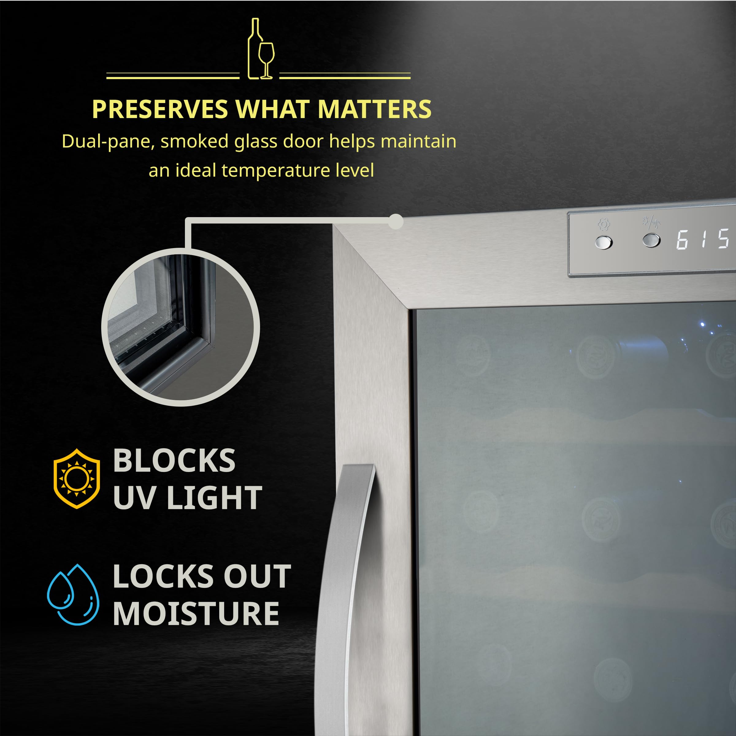 SCHMECKE 28 Bottle Compressor Wine Cooler Refrigerator w/Lock - Large Freestanding Wine Cellar - 41f-64f Digital Temperature Control Wine Fridge For Red, White, Champagne or Sparkling Wine - Black