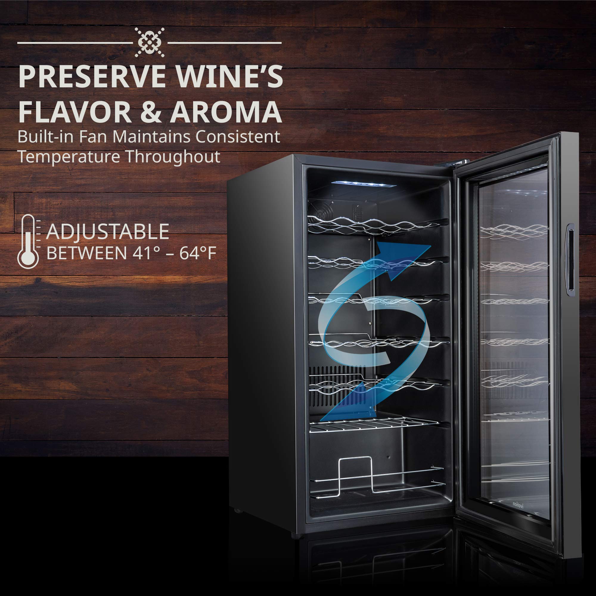 Ivation 28 Bottle Compressor Wine Cooler Refrigerator w/Lock | Large Freestanding Wine Cellar For Red, White, Champagne or Sparkling Wine | 41f-64f Digital Temperature Control Fridge Stainless Steel