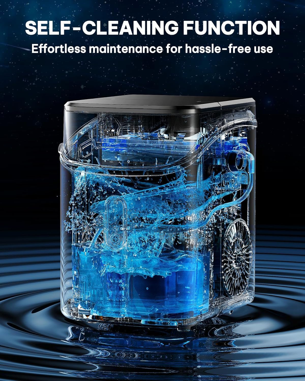 Silonn Ice Maker Countertop, Portable Ice Machine with Carry Handle, Self-Cleaning Ice Makers with Basket and Scoop, 9 Cubes in 6 Mins, 26 lbs per Day, Ideal for Home, Kitchen, Camping, RV