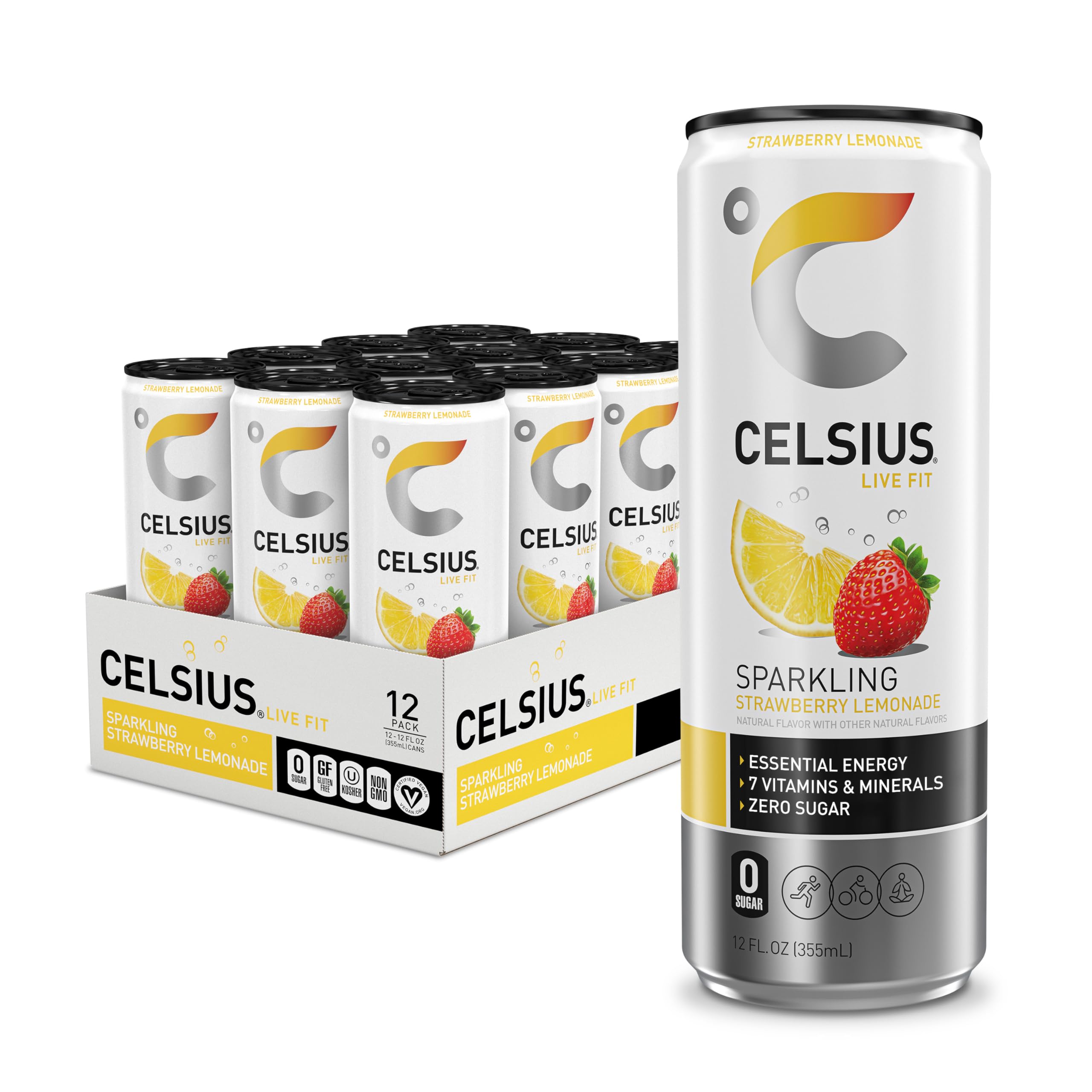 CELSIUS Sparkling Kiwi Guava, Functional Essential Energy Drink 12 Fl Oz (Pack of 12)