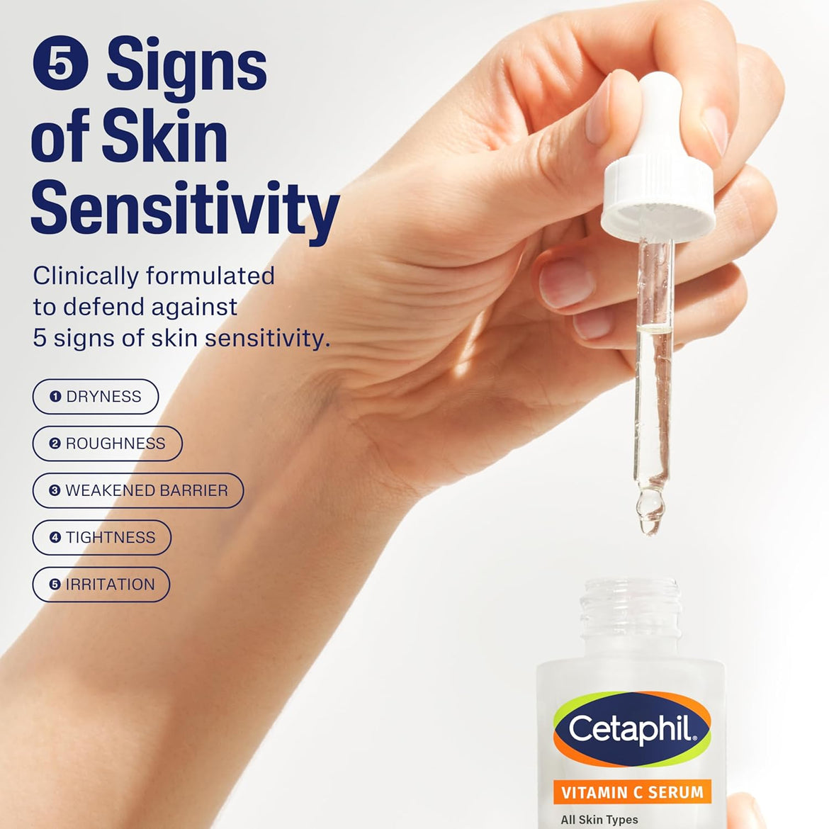 Cetaphil Vitamin C Serum, Visibly Reduces Look of Dark Spots and Hyperpigmentation, Formulated with Niacinamide, Designed for Sensitive Skin, Fragrance Free, Dermatologist Tested, 1oz