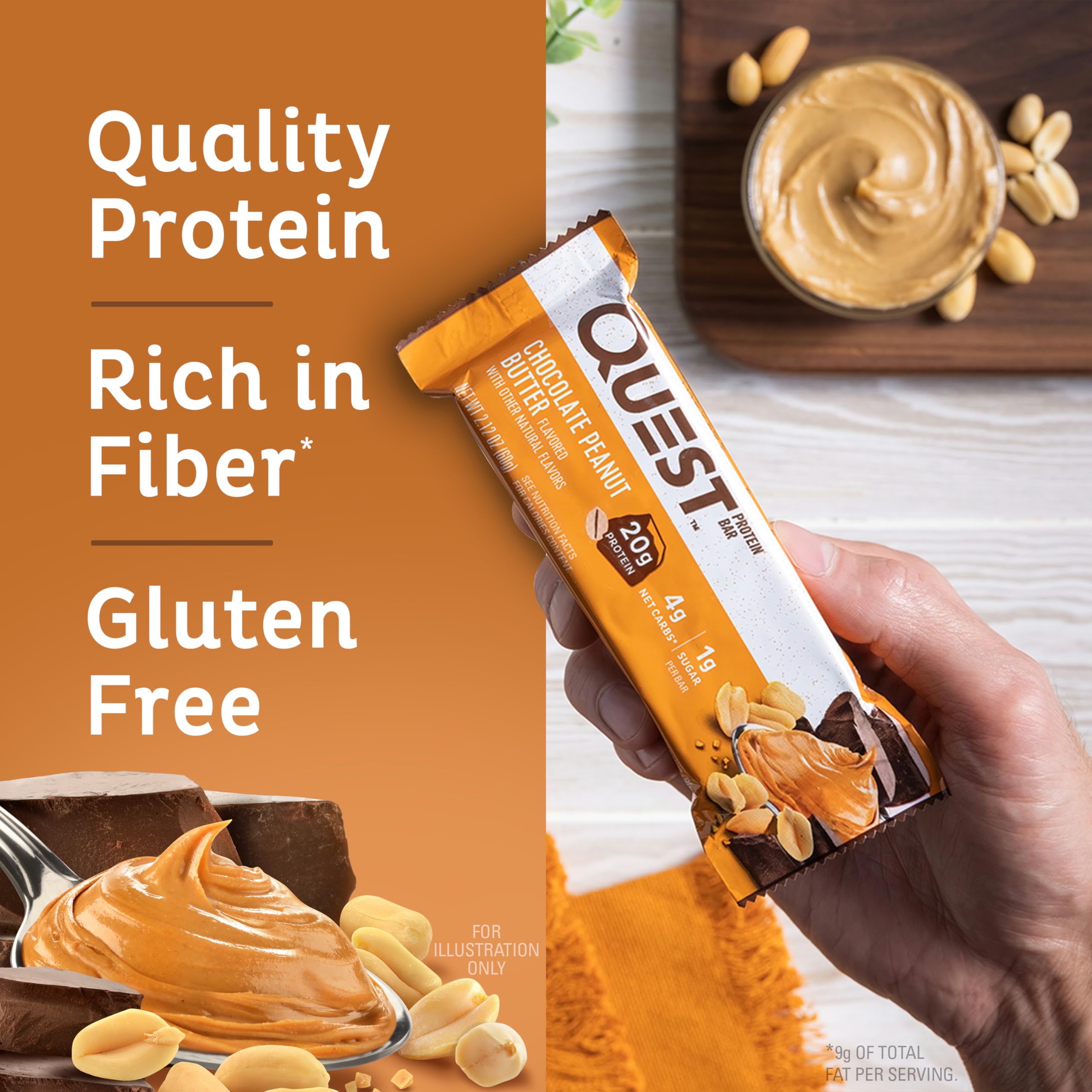 Quest Nutrition Chocolate Chip Dough Cookie Protein Bars, 21g Protein, 1g Sugar, 4g Net Carb, High Fiber, Gluten Free, Keto Friendy, 12 Count