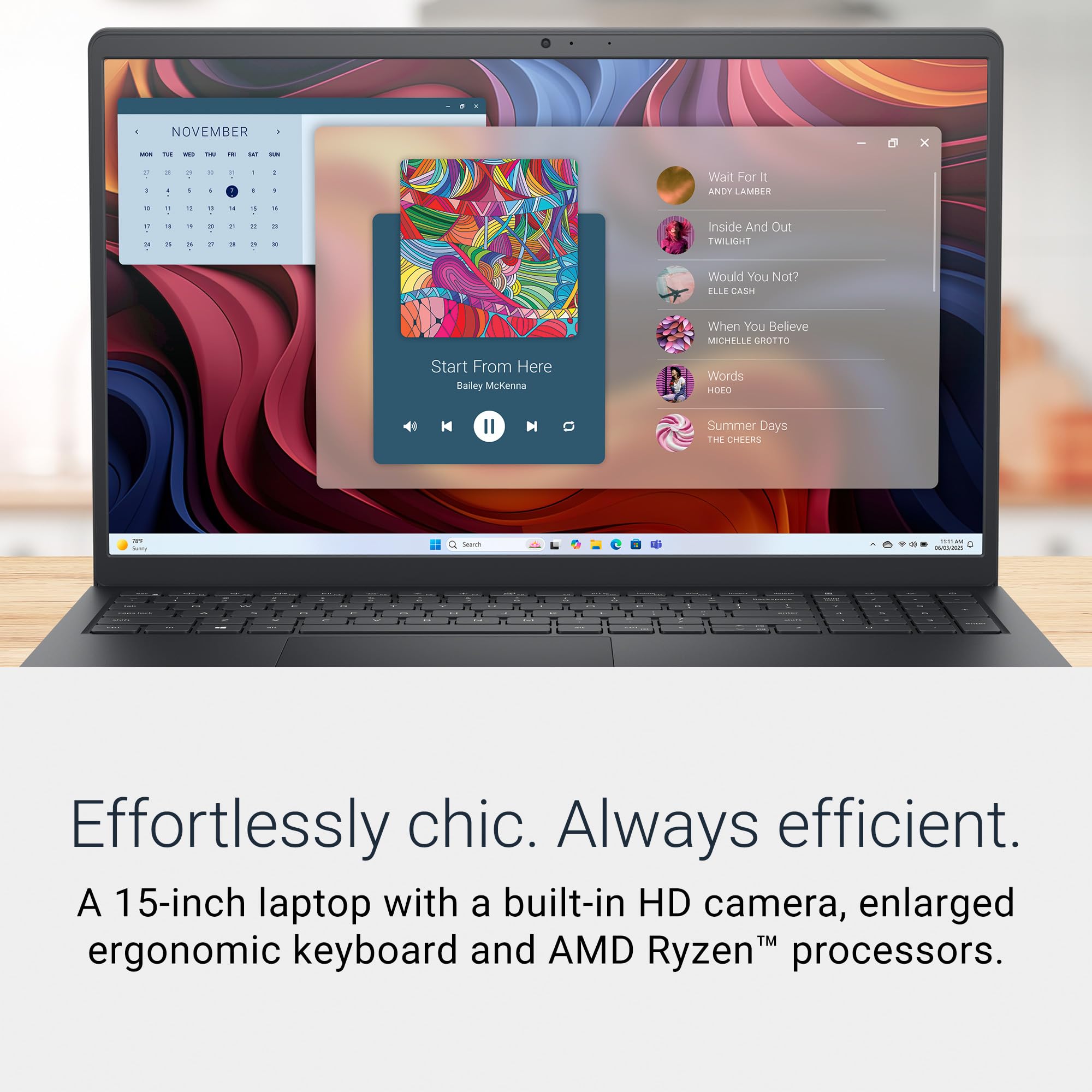 Dell 15 Laptop DC15250-15.6-inch FHD 120Hz Display, Intel Core 3 Processor 100U, 8GB DDR4 RAM, 512GB SSD, Intel UHD Graphics, Windows 11 Home, Onsite Service - Carbon Black