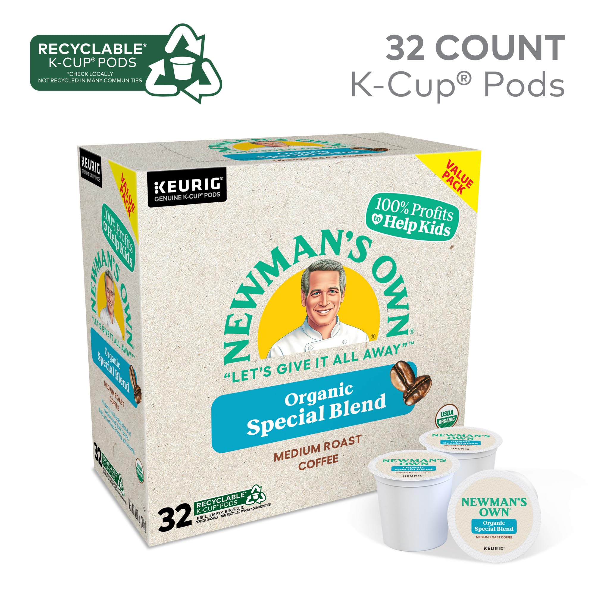 Newman's Own Organics Special Blend Keurig Single-Serve K-Cup Pods, Medium Roast Coffee, 96 Count