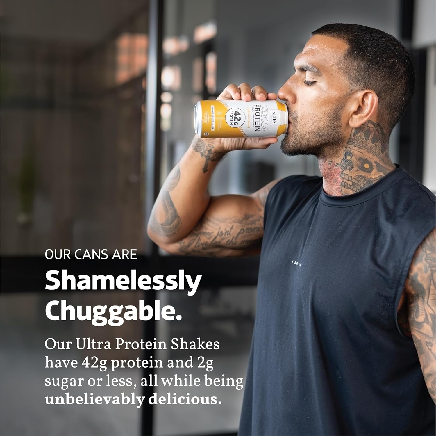 Slate Milk - Ultra Protein Shake - Vanilla - 42g Protein, 1g Sugar, 180 Calories, 1g Net Carbs - Lactose Free, No Added Sugar - Made with Ultra Filtered Milk - Breakfast Boost, Post Workout - 15 fl oz, 12 Cans