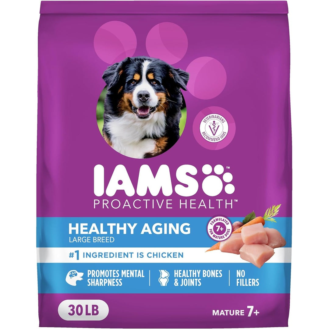 IAMS Proactive Health Healthy Aging Large Breed Dog Food for Mature and Senior Dogs with Real Chicken, 30 lb. Bag