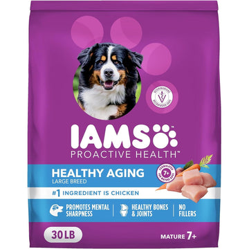 IAMS Proactive Health Healthy Aging Large Breed Dog Food for Mature and Senior Dogs with Real Chicken, 30 lb. Bag