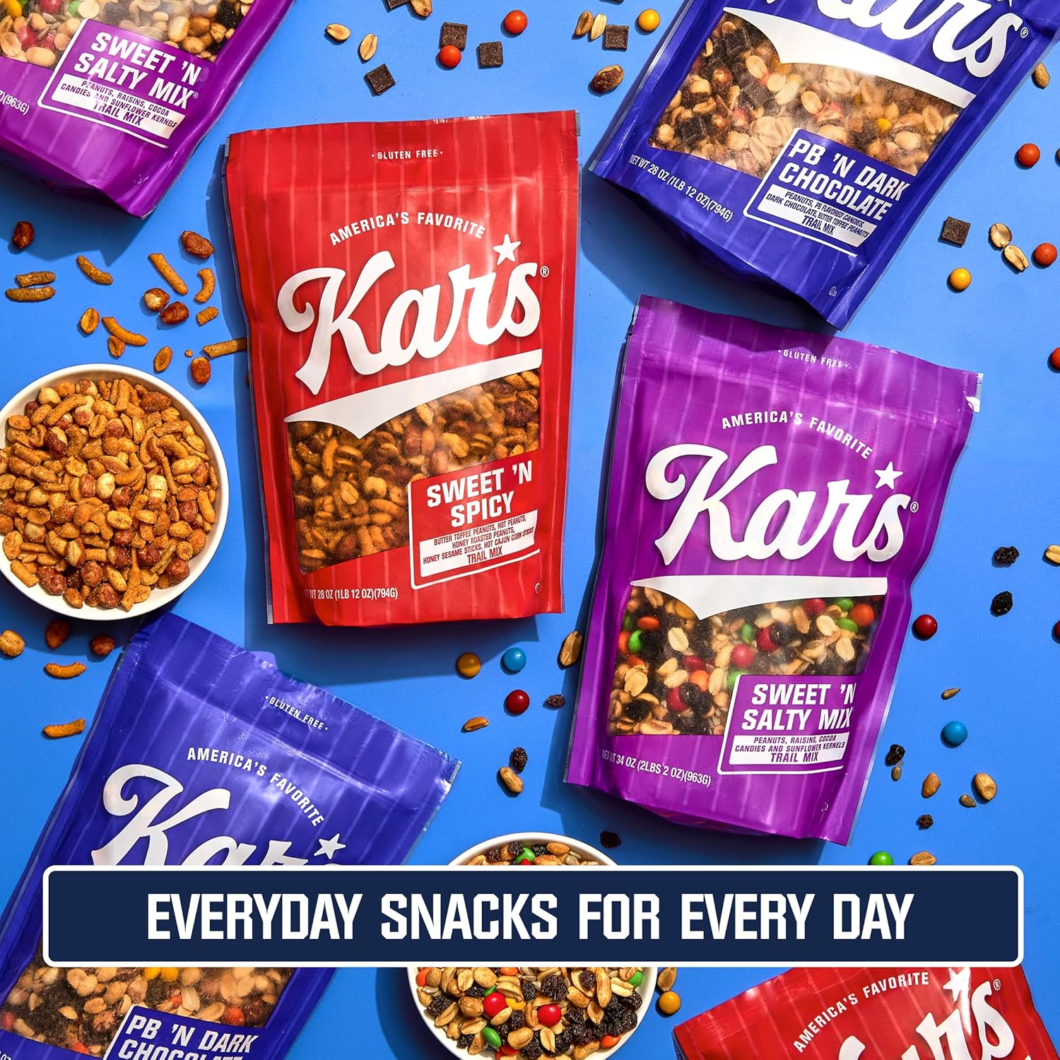Kar’s Nuts Variety Pack Trail Mix Snacks -Yogurt Apple Nut, Mango Pineapple Mix, Sweet ‘N Spicy – Grab & Go Bags, Individual Snack Packs (Pack of 24), Gluten-Free Trail Mix Snack