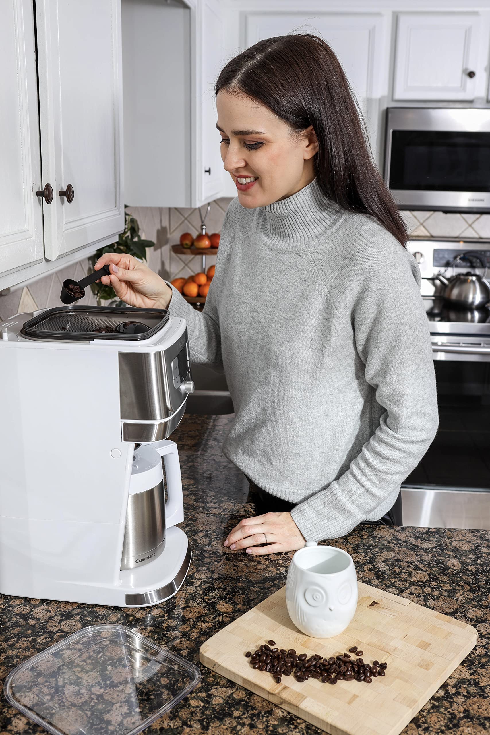 Cuisinart Automatic Grind & Brew 12-Cup Coffee Maker with Blade Grinder, Programmable Coffee Machine Glass Carafe with 1-4 Cup Setting, Brew Pause, Grind-Off Option, DGB-400NAS, Black/Stainless Steel