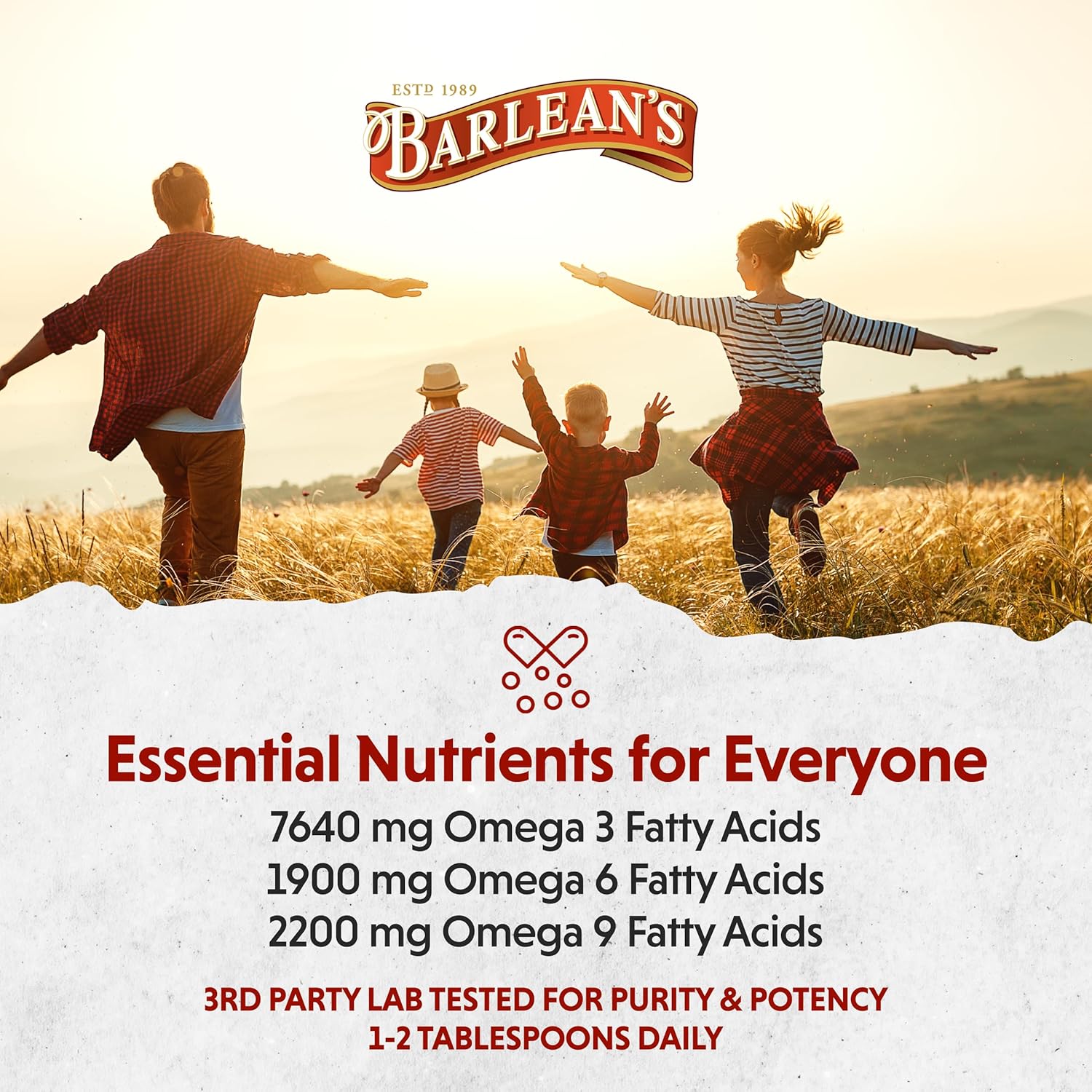 Barlean's Organic Flaxseed Oil Liquid from Fresh Cold Pressed Flax Seeds, 7,640mg ALA Omega 3 Fatty Acid Supplement for Healthy Hair and Skin, Vegan and Gluten Free, 16 oz