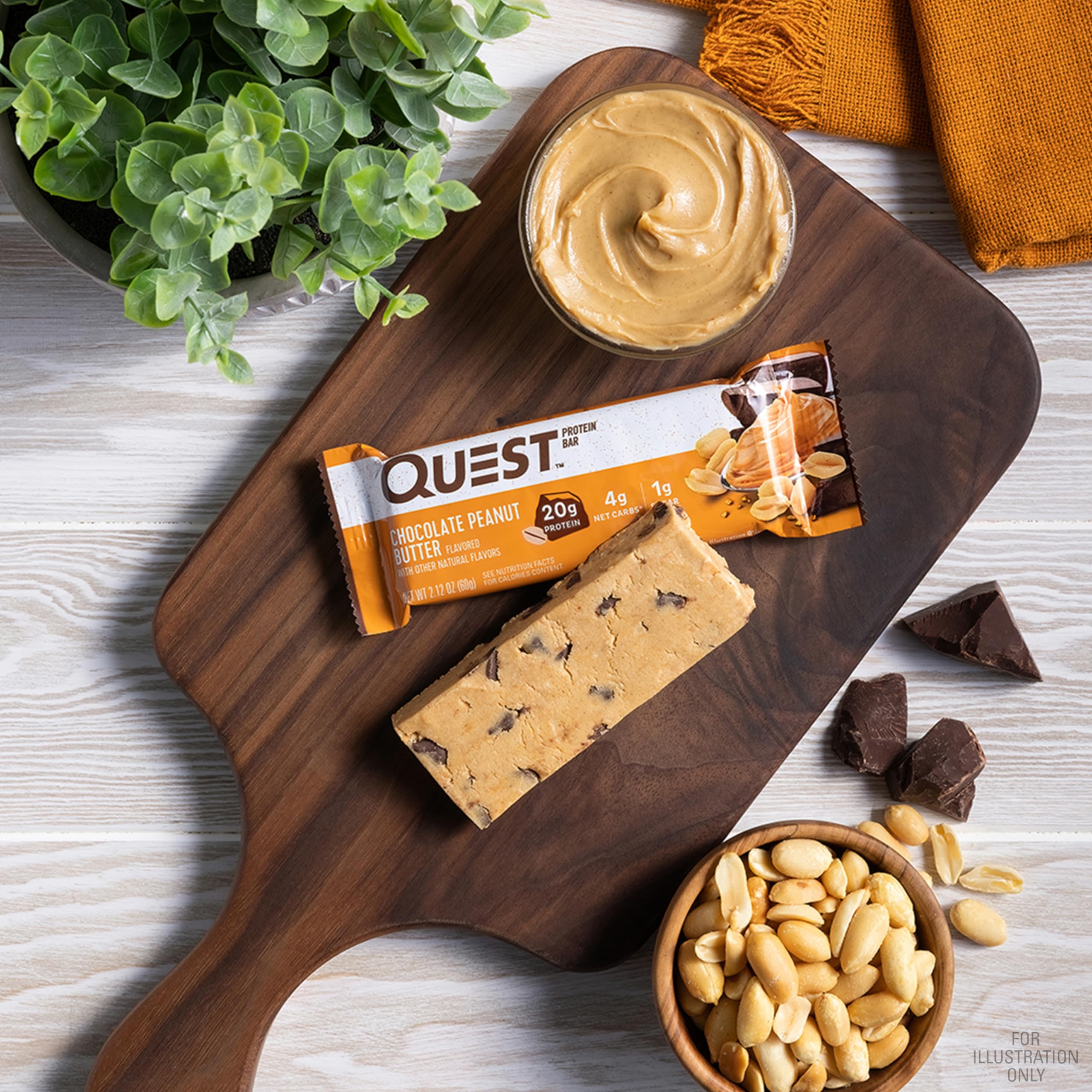 Quest Nutrition Chocolate Chip Dough Cookie Protein Bars, 21g Protein, 1g Sugar, 4g Net Carb, High Fiber, Gluten Free, Keto Friendy, 12 Count