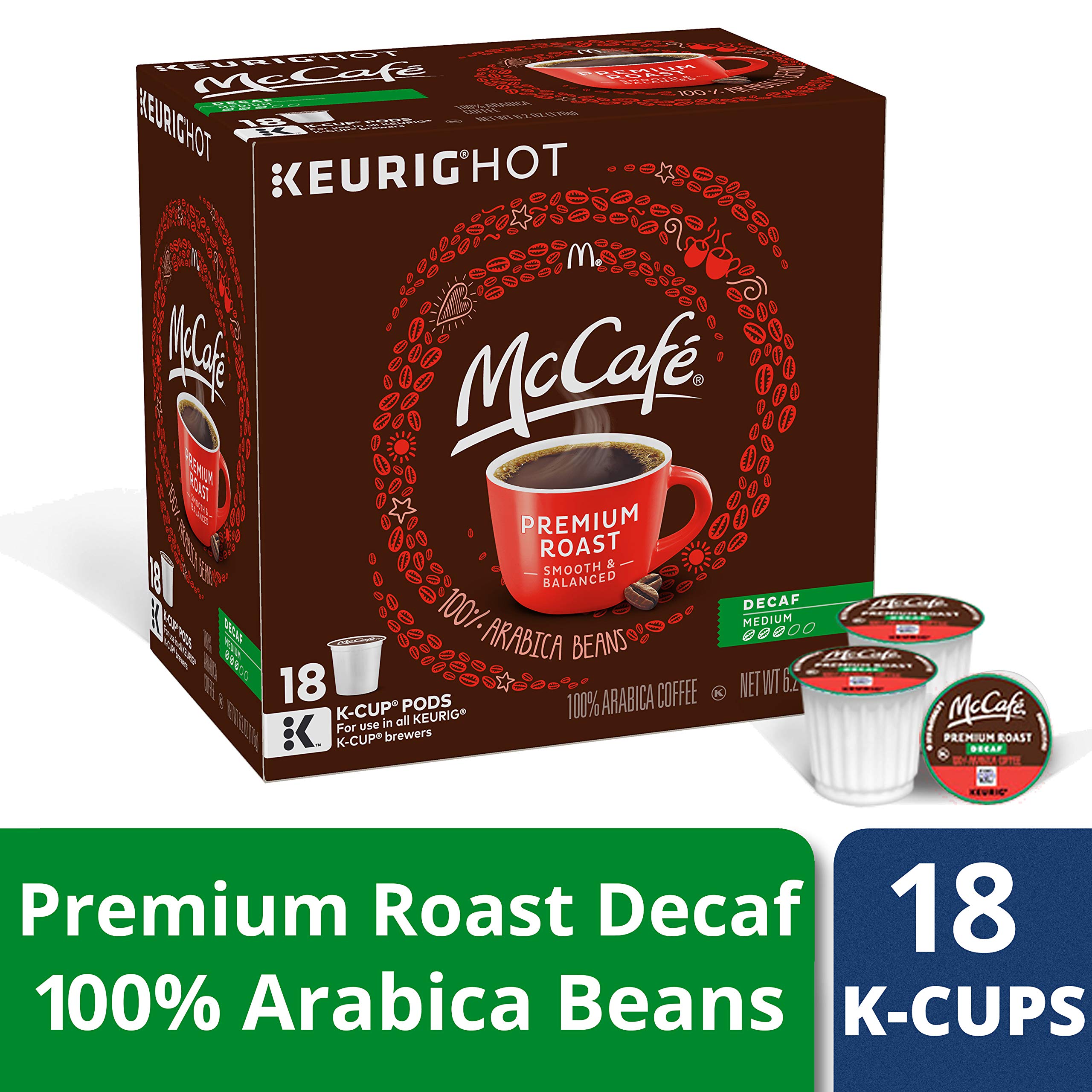 McCafe Premium Roast Decaf Coffee, Single Serve Keurig K-Cup Pods, Decaffeinated, 96 Count (4 Packs of 24)