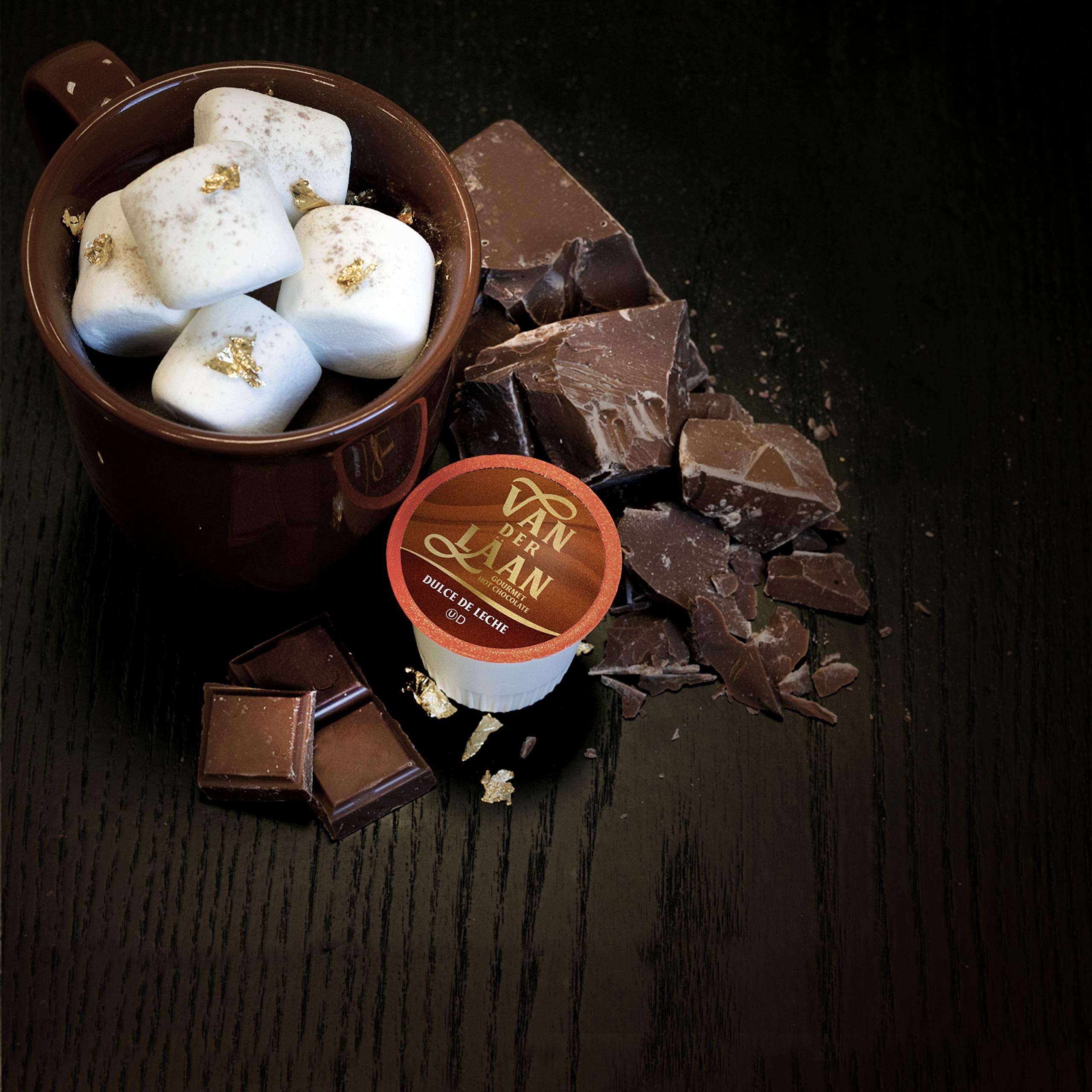 Van Der Laan Chocolate Hot Cocoa Pods, Dark Chocolate Gourmet Dutch Chocolate Compatible with K Cup Brewers Including 2.0, 40 Count