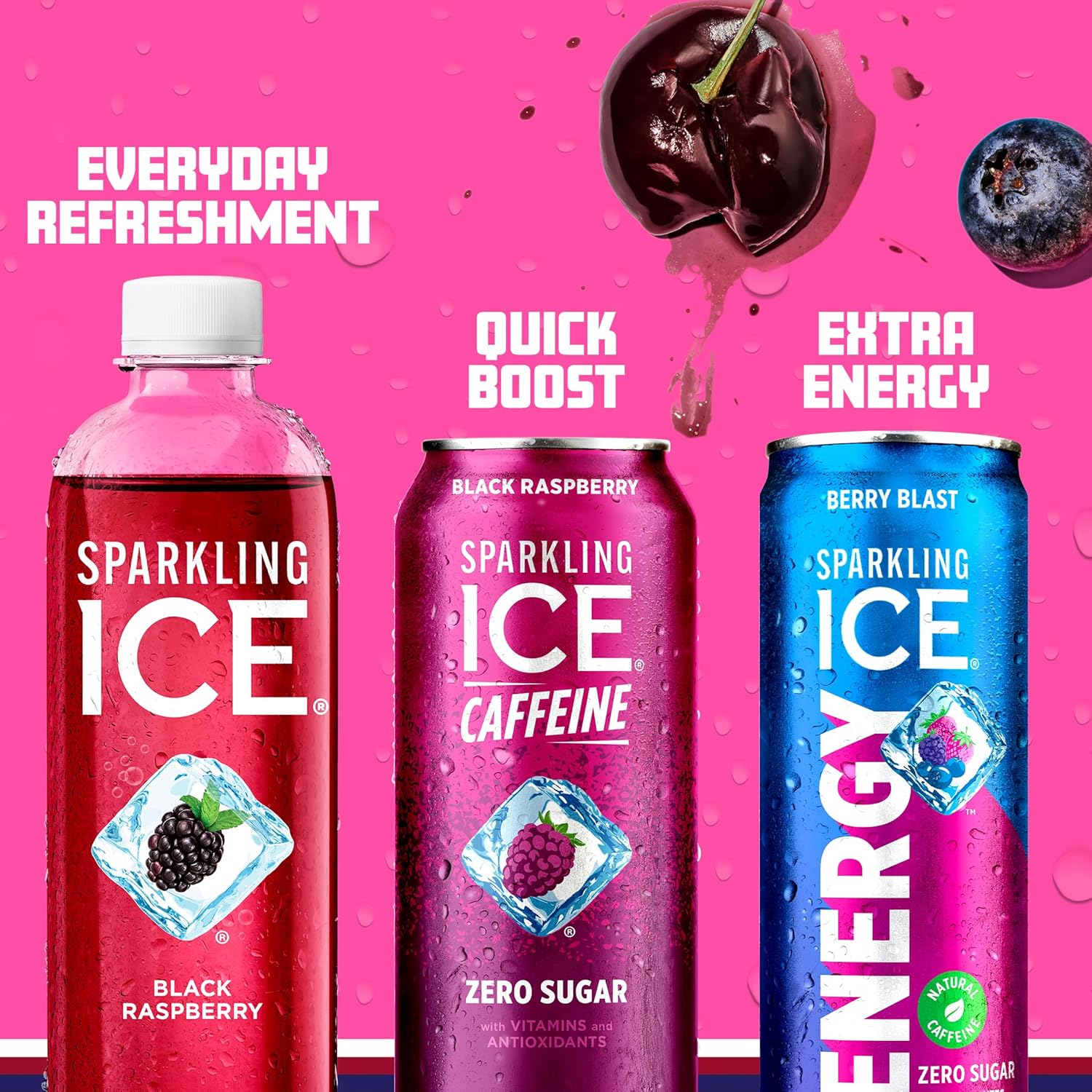 Sparkling Ice Energy Berry Blast 12Pk. Energy Drinks with Vitamins + Antioxidants, Zero Sugar. 12 fl oz cans.