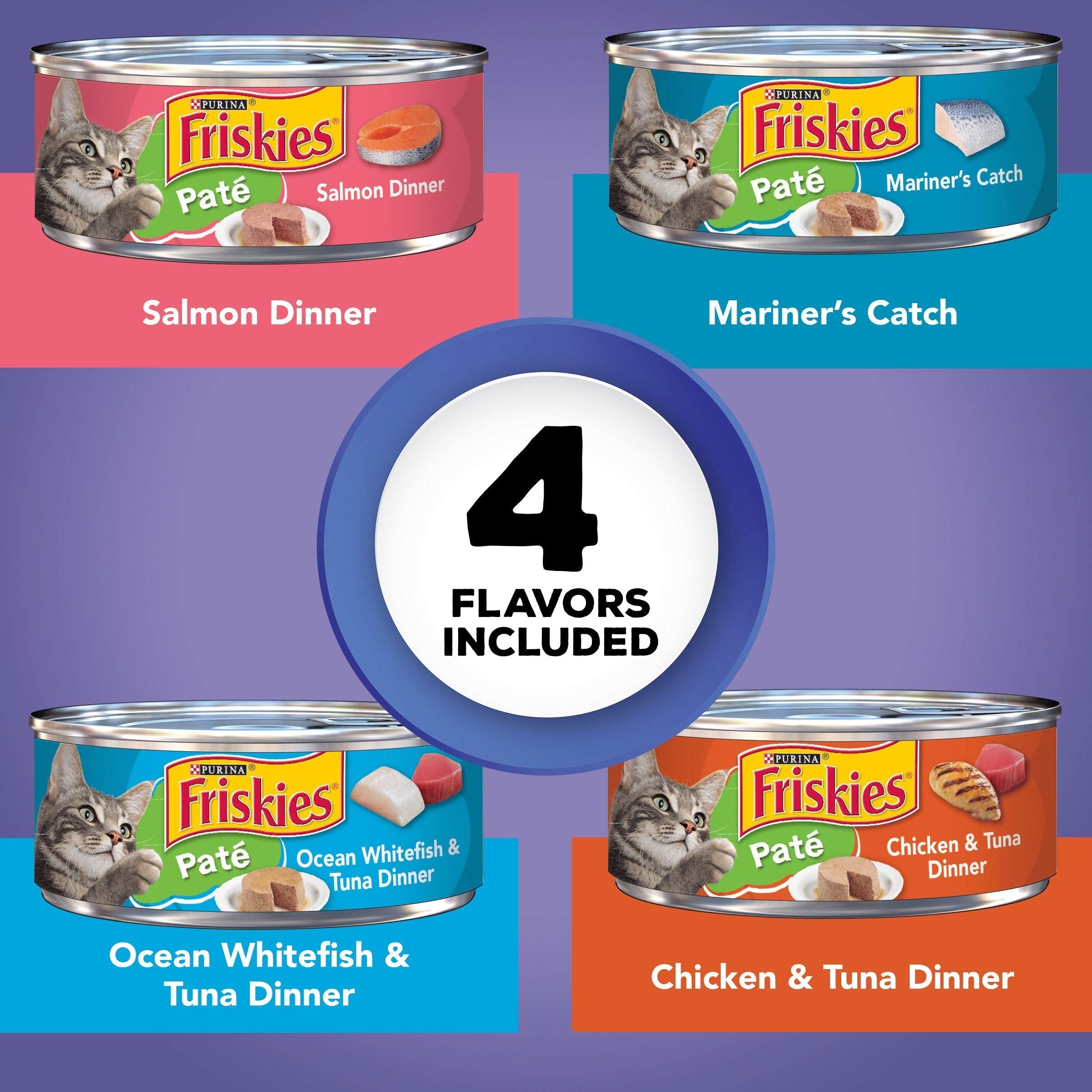Purina Friskies Pate Wet Cat Food Variety Pack Seafood and Chicken Pate Favorites 40ct VP - (Pack of 40) 5.5 oz. Cans