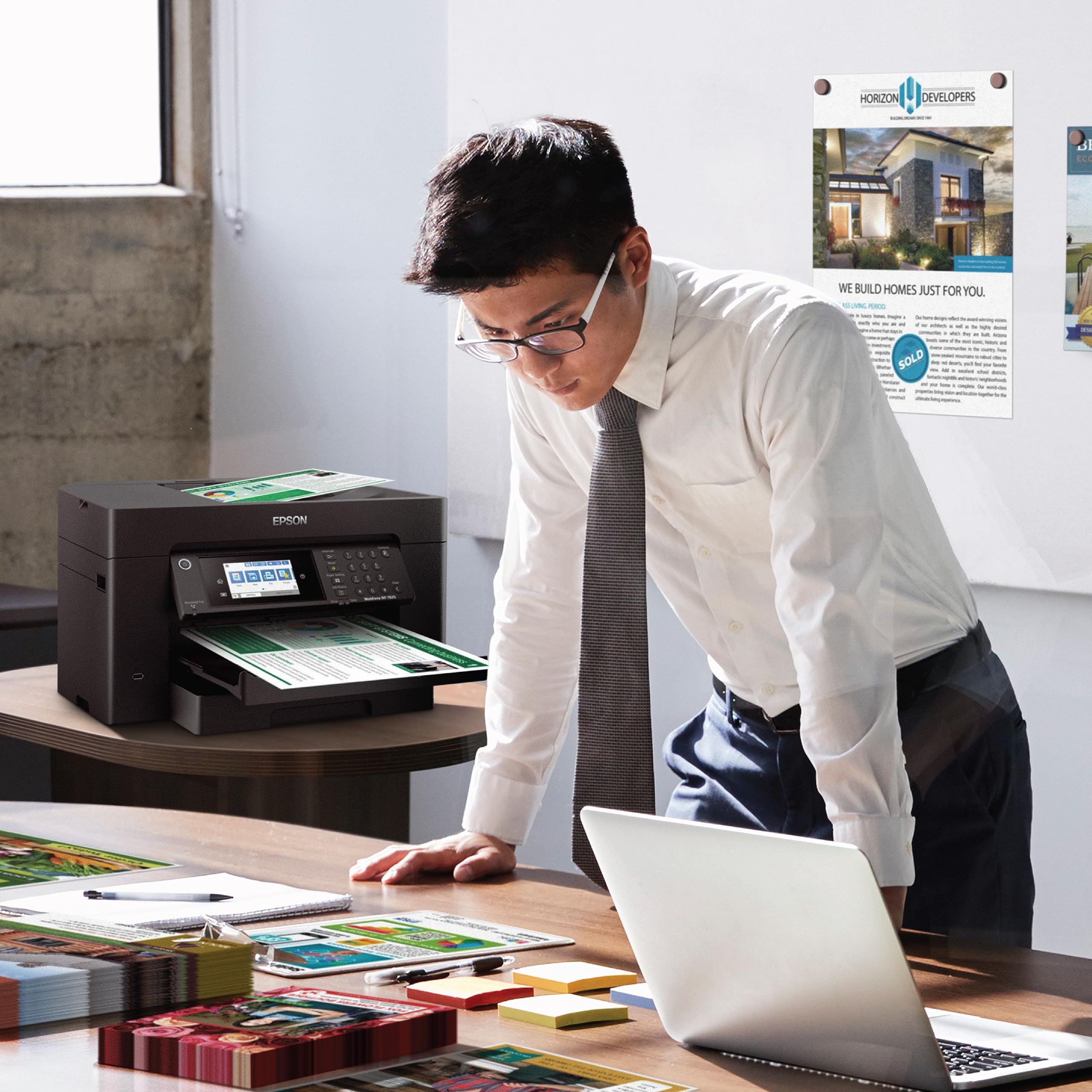 Epson Workforce Pro WF-7840 Wireless All-in-One Wide-Format Printer with Auto 2-Sided Print up to 13" x 19", Copy, Scan and Fax, 50-Page ADF, 500-sheet Paper Capacity, 4.3" Screen