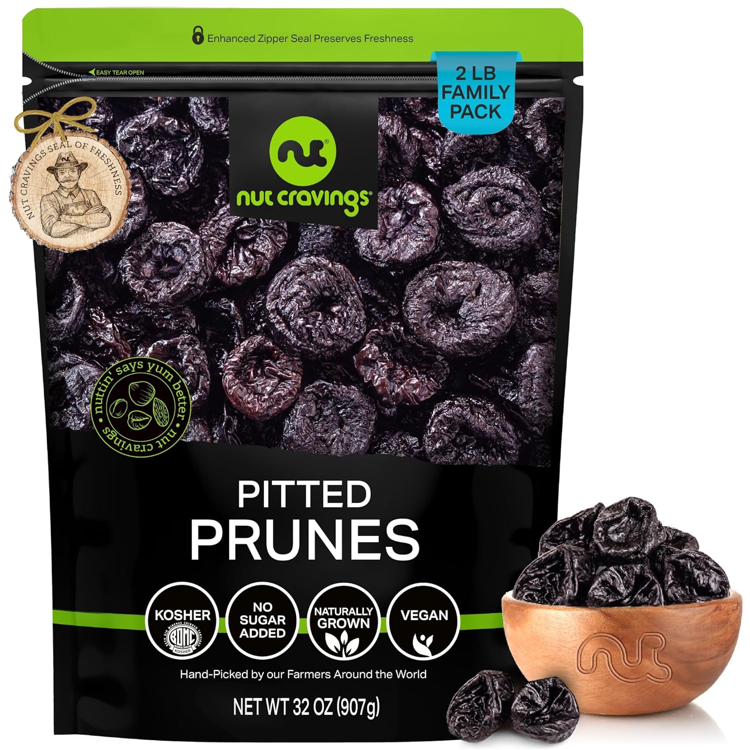 NUT CRAVINGS - Dried California Peaches, No Sugar Added, Unsweetened (16oz, 1 LB) Sweet Healthy Snack, Vegan, Kosher, Resealable Bag