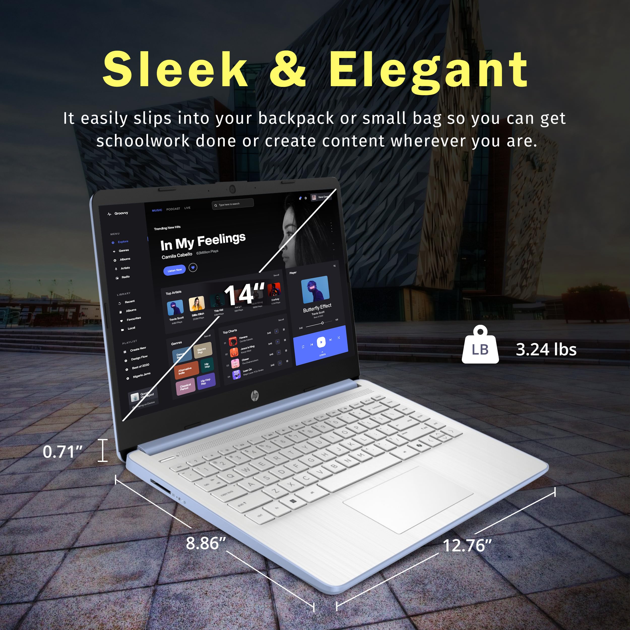 HP Stream 14" HD BrightView Laptop, Intel Celeron N4120, 16GB RAM, 288GB Storage (128GB UFS + 160GB Docking Station Set), Intel UHD Graphics, 720p Webcam, Wi-Fi, 1 Year Office 365, Win 11S, Silver