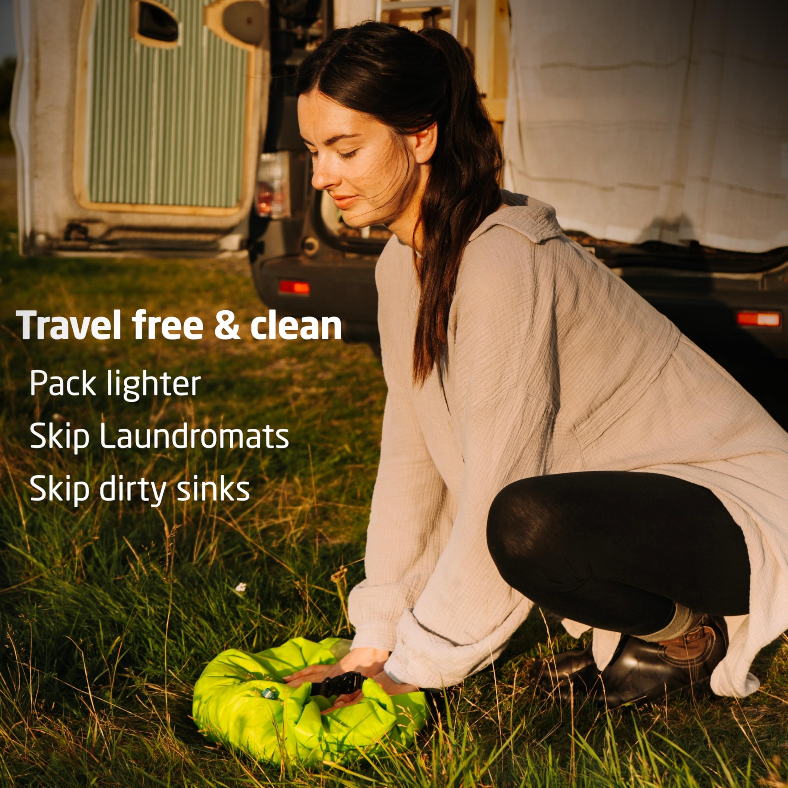 Scrubba Wash Bag - Patented Washboard-in-a-Bag™ Portable Travel Washing Machine for Camping, Backpacking, Cruises & Hotels - Pack Light, Wash Clothes Anywhere in Minutes (5 oz)