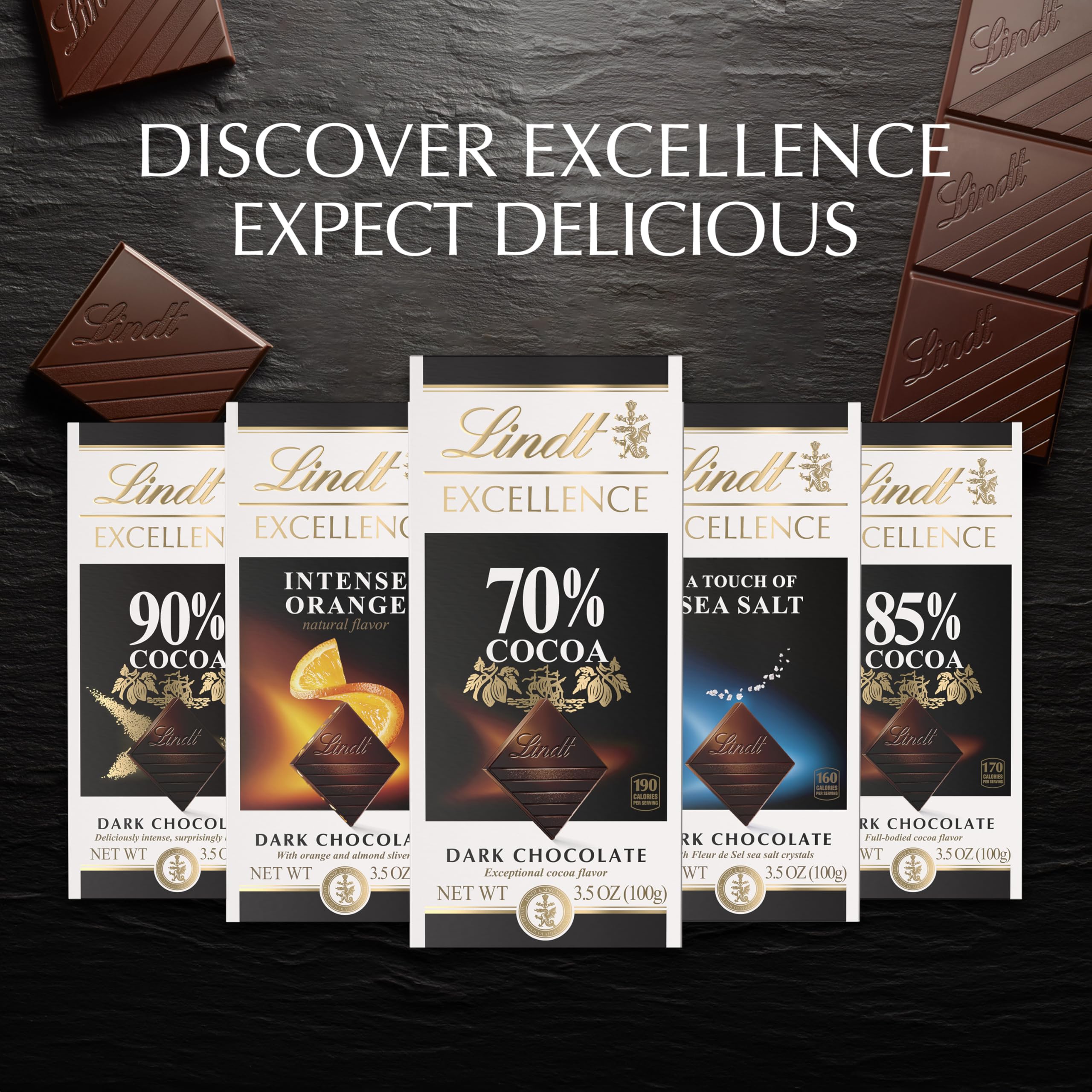 Lindt EXCELLENCE 85% Cocoa Dark Chocolate Bar, Dark Chocolate Candy, 3.5 oz. (12 Pack)
