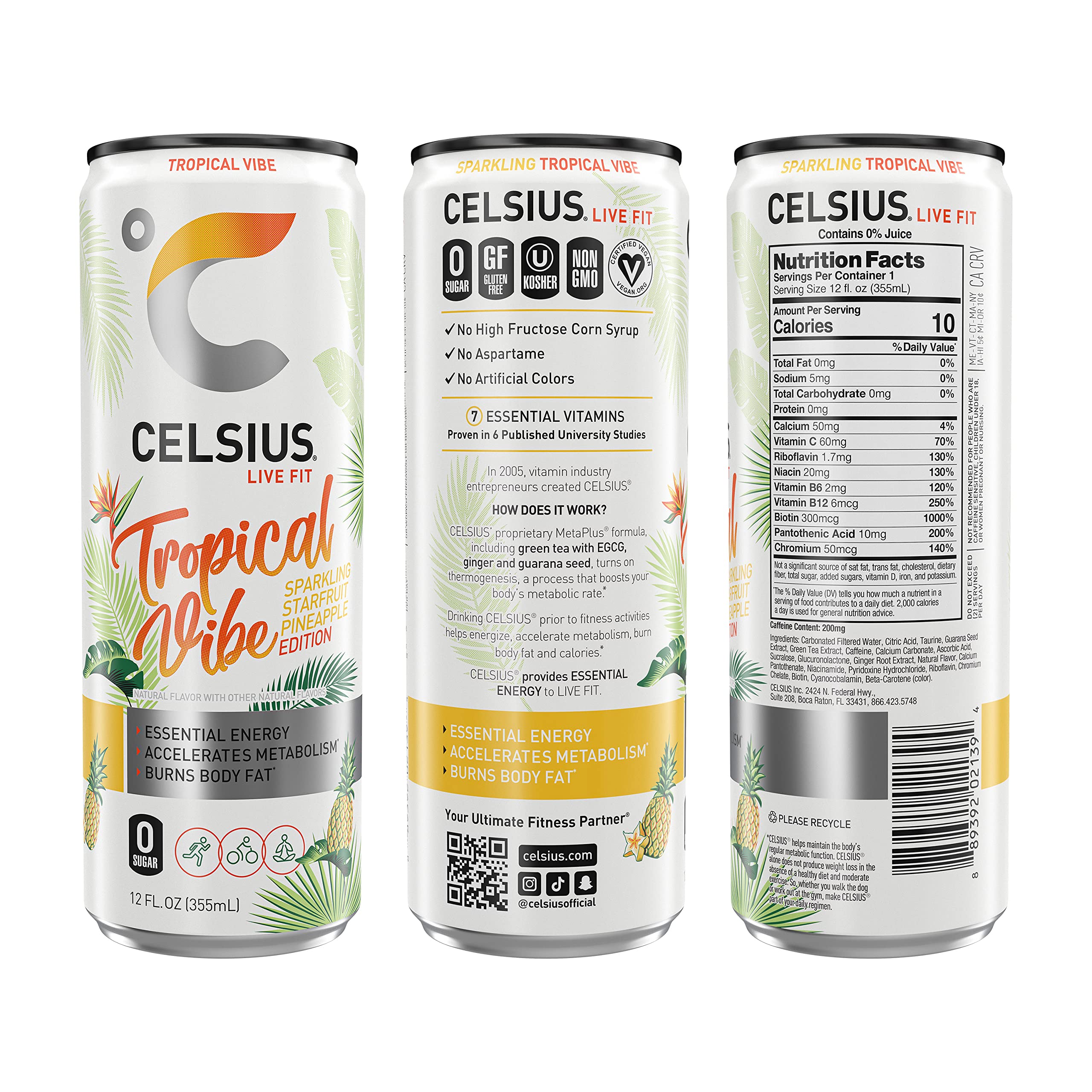CELSIUS ASTRO VIBE Sparkling Blue Razz, Sugar Free Energy Drink, 12 Fl Oz (Pack of 12)