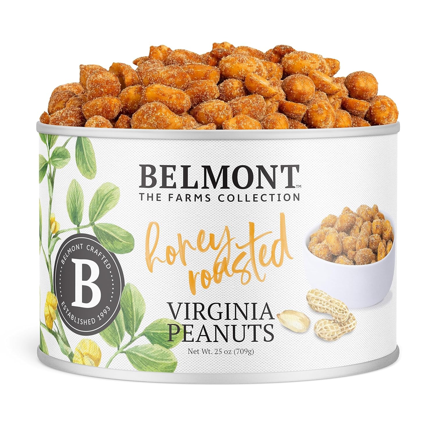 Belmont Peanuts Gourmet Sea-Salted Virginia Peanuts, 20 oz (1 Pack) – Only 3 Simple Ingredients, No Preservatives, 7g Protein – A Premium, Salty, Crunchy, Hand Seasoned Snack