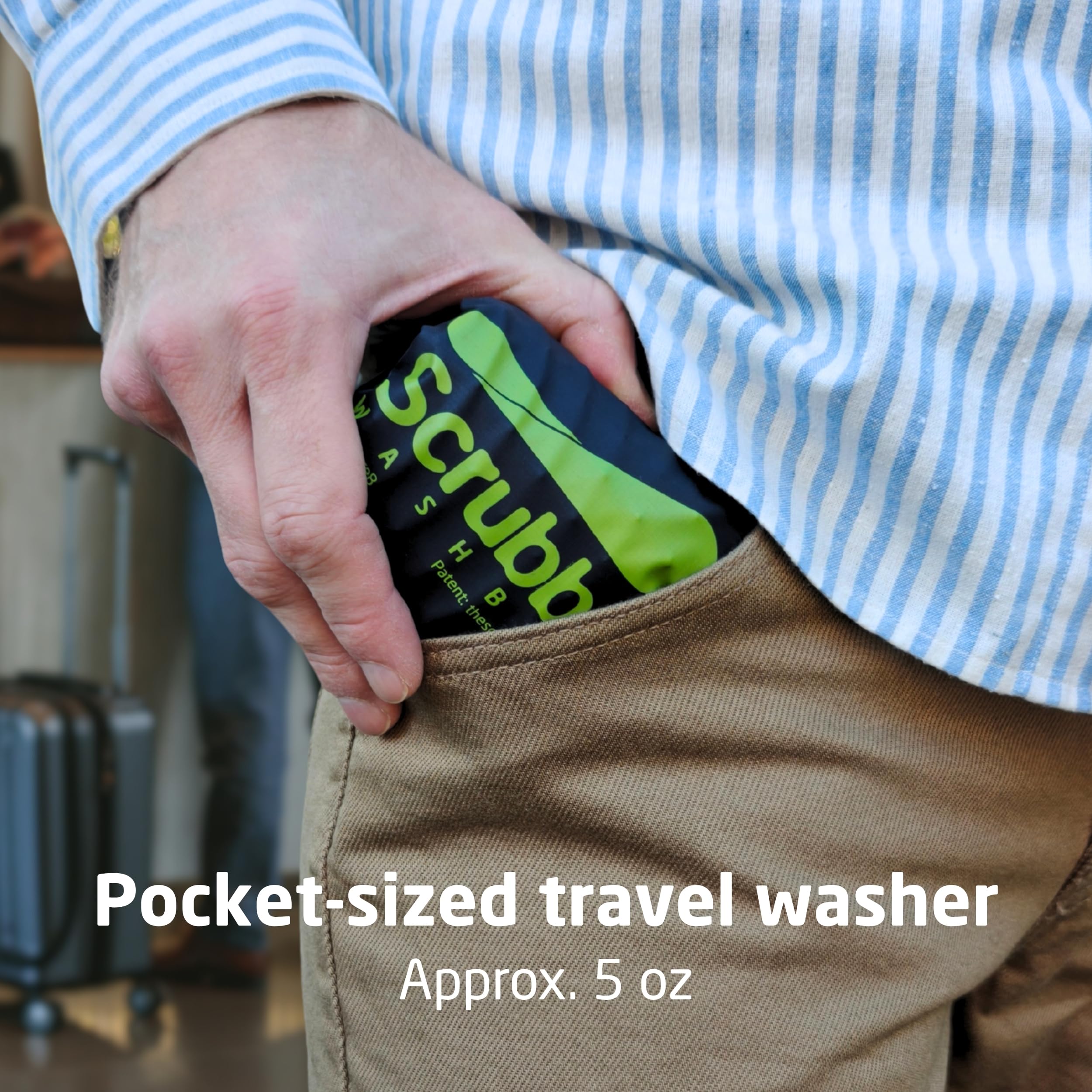 Scrubba Wash Bag - Patented Washboard-in-a-Bag™ Portable Travel Washing Machine for Camping, Backpacking, Cruises & Hotels - Pack Light, Wash Clothes Anywhere in Minutes (5 oz)