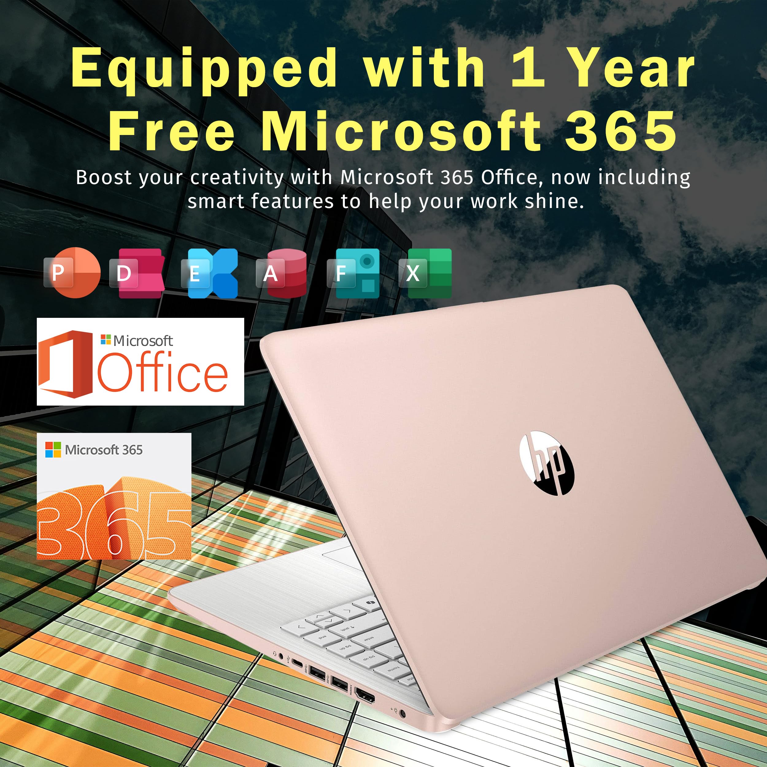 HP Stream 14" HD BrightView Laptop, Intel Celeron N4120, 16GB RAM, 288GB Storage (128GB UFS + 160GB Docking Station Set), Intel UHD Graphics, 720p Webcam, Wi-Fi, 1 Year Office 365, Win 11S, Silver