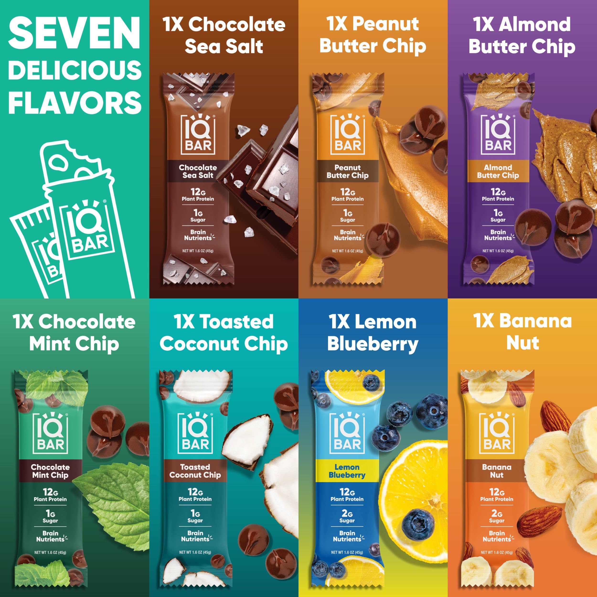 IQBAR Brain and Body Plant Protein Bars - Chocolate Lovers Variety - 36-Count - Keto, Vegan, Low Carb, High Fiber, Gluten Free, Dairy Free, Low Sugar Snack with Nutrients for Focus, Energy, Meal Replacement