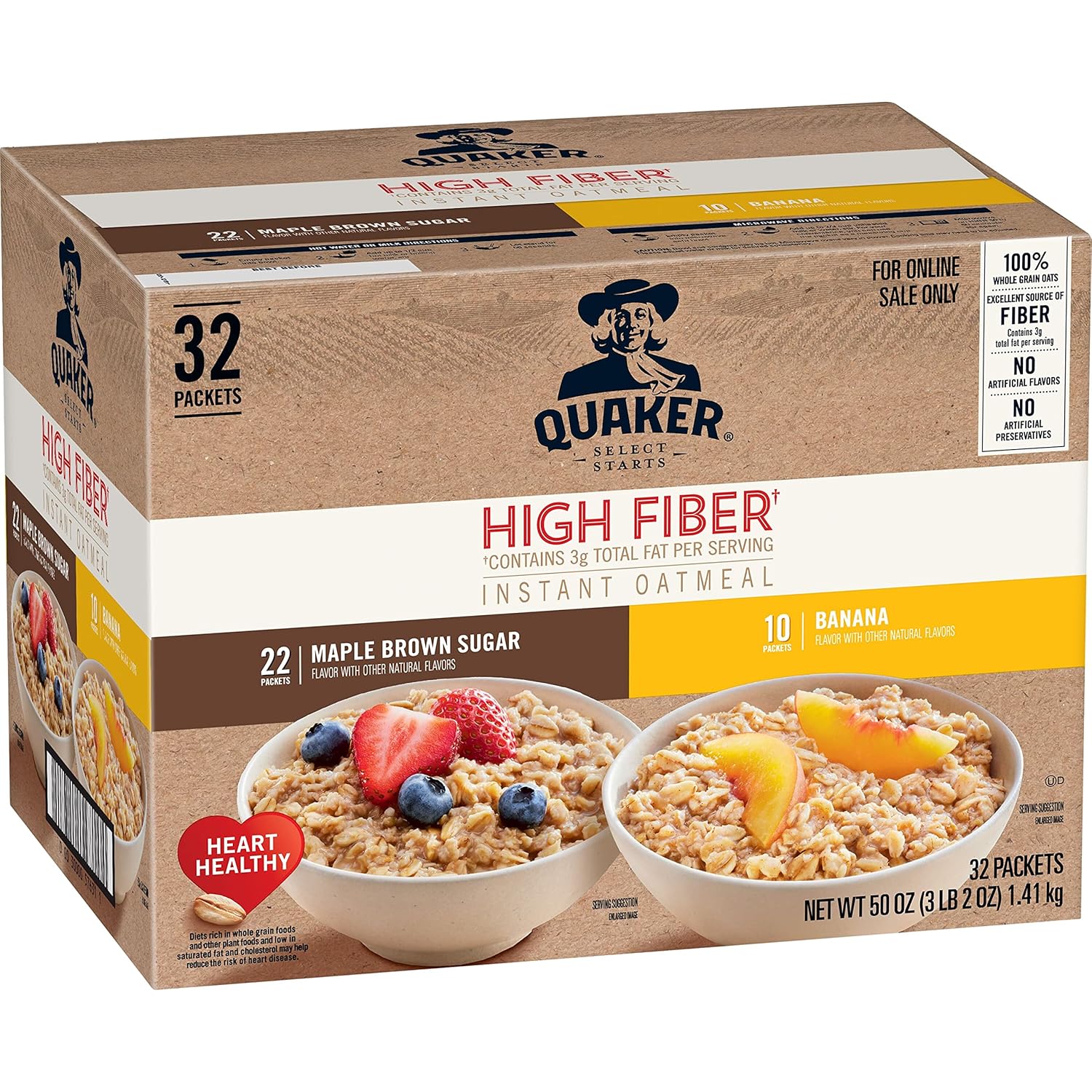 Quaker Instant Oatmeal, 2 Flavor Gluten Free Variety Pack, 32 Count