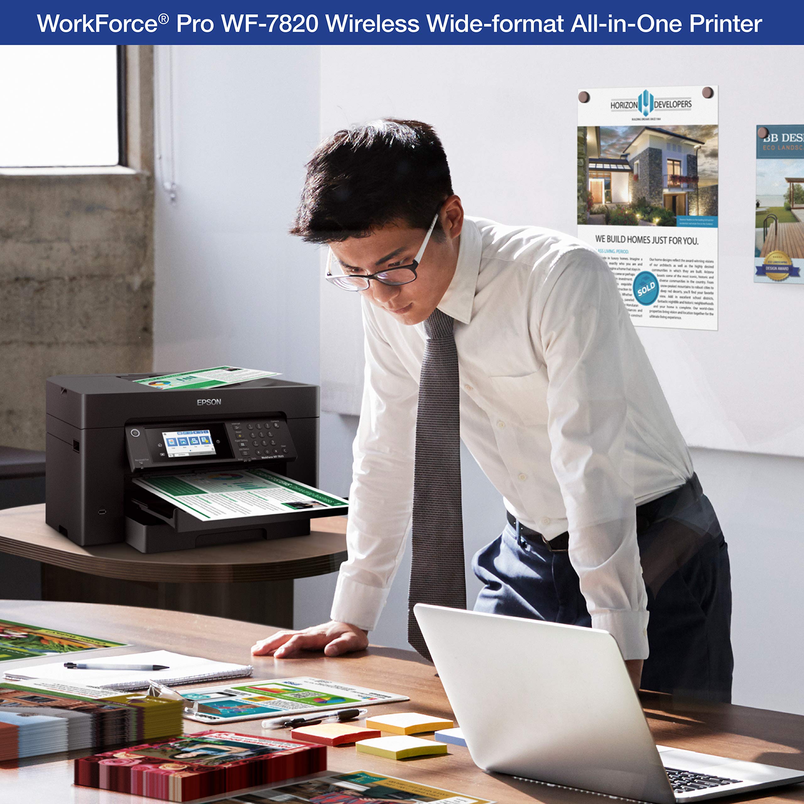 Epson Workforce Pro WF-7840 Wireless All-in-One Wide-Format Printer with Auto 2-Sided Print up to 13" x 19", Copy, Scan and Fax, 50-Page ADF, 500-sheet Paper Capacity, 4.3" Screen