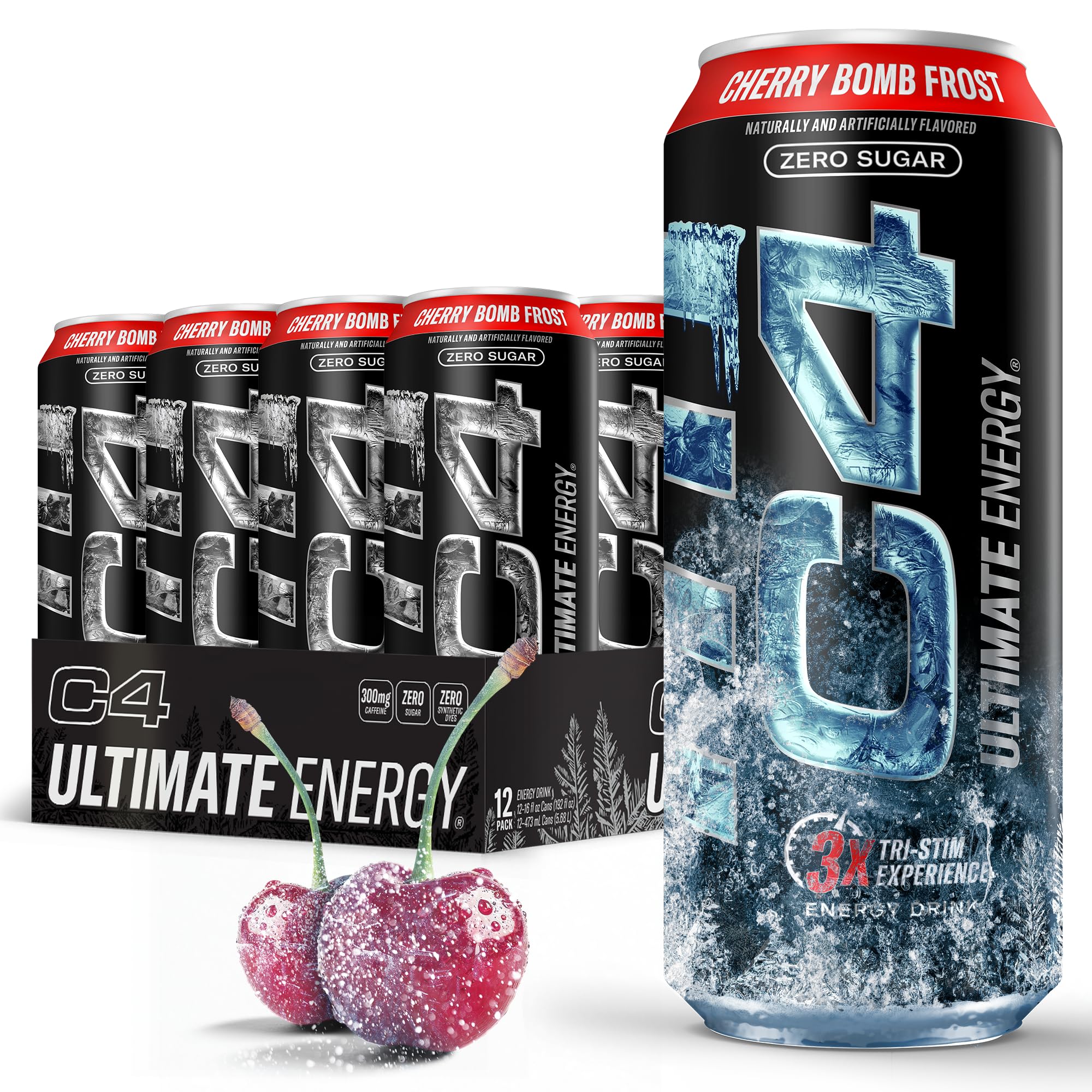 Cellucor C4 Ultimate | Pre Workout Sugar Free Energy Drink | Tri-Stim Experience with 300mg Caffeine + TeaCrine + Dynamine | Fruit Punch | 16oz (Pack of 12)