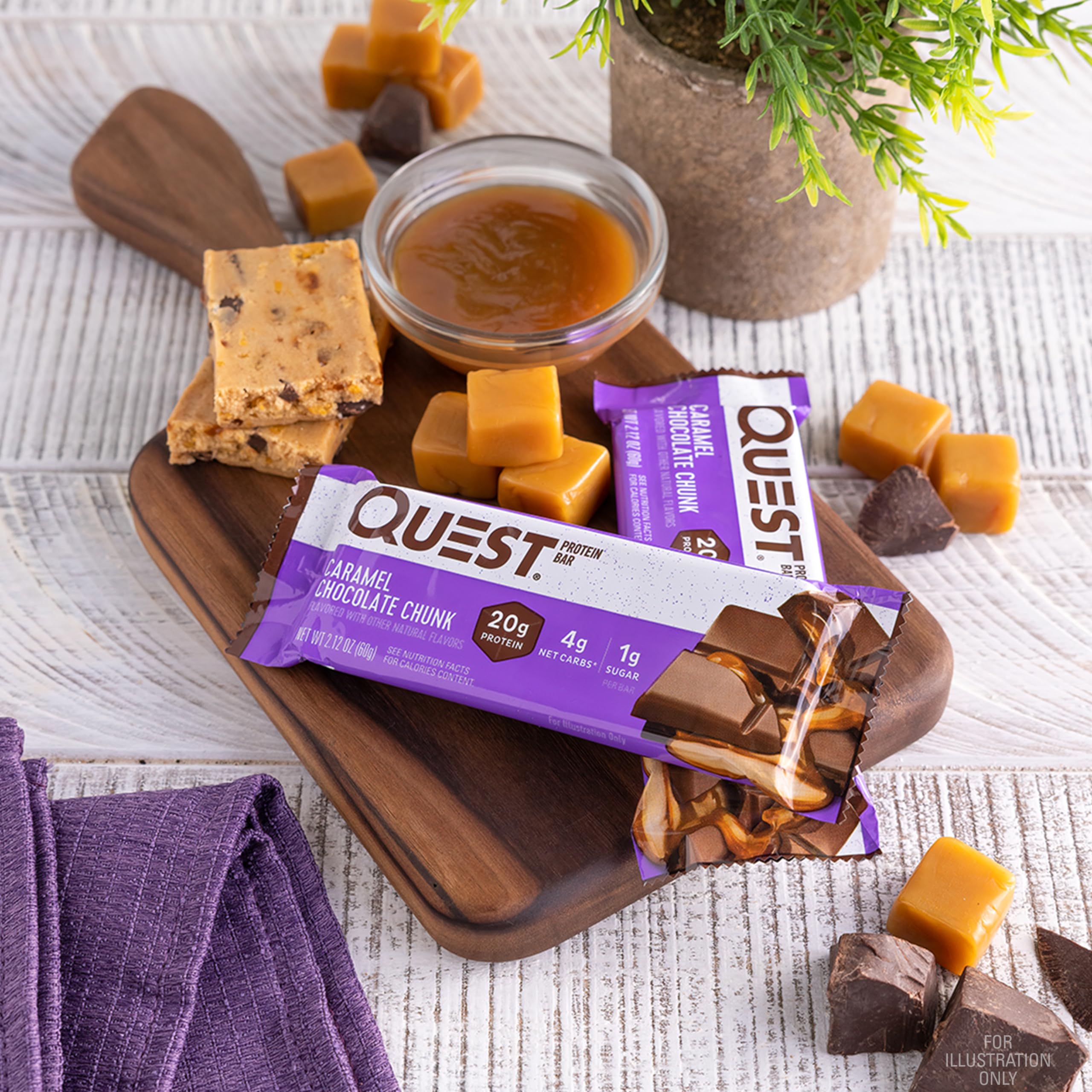 Quest Nutrition Chocolate Chip Dough Cookie Protein Bars, 21g Protein, 1g Sugar, 4g Net Carb, High Fiber, Gluten Free, Keto Friendy, 12 Count