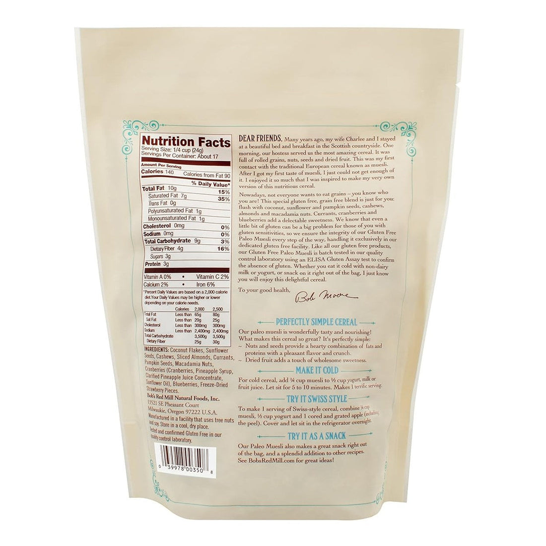Bob's Red Mill Paleo Muesli, 14oz (Pack of 4) - Non GMO, Gluten Free, Vegan, Paleo Friendly, Kosher