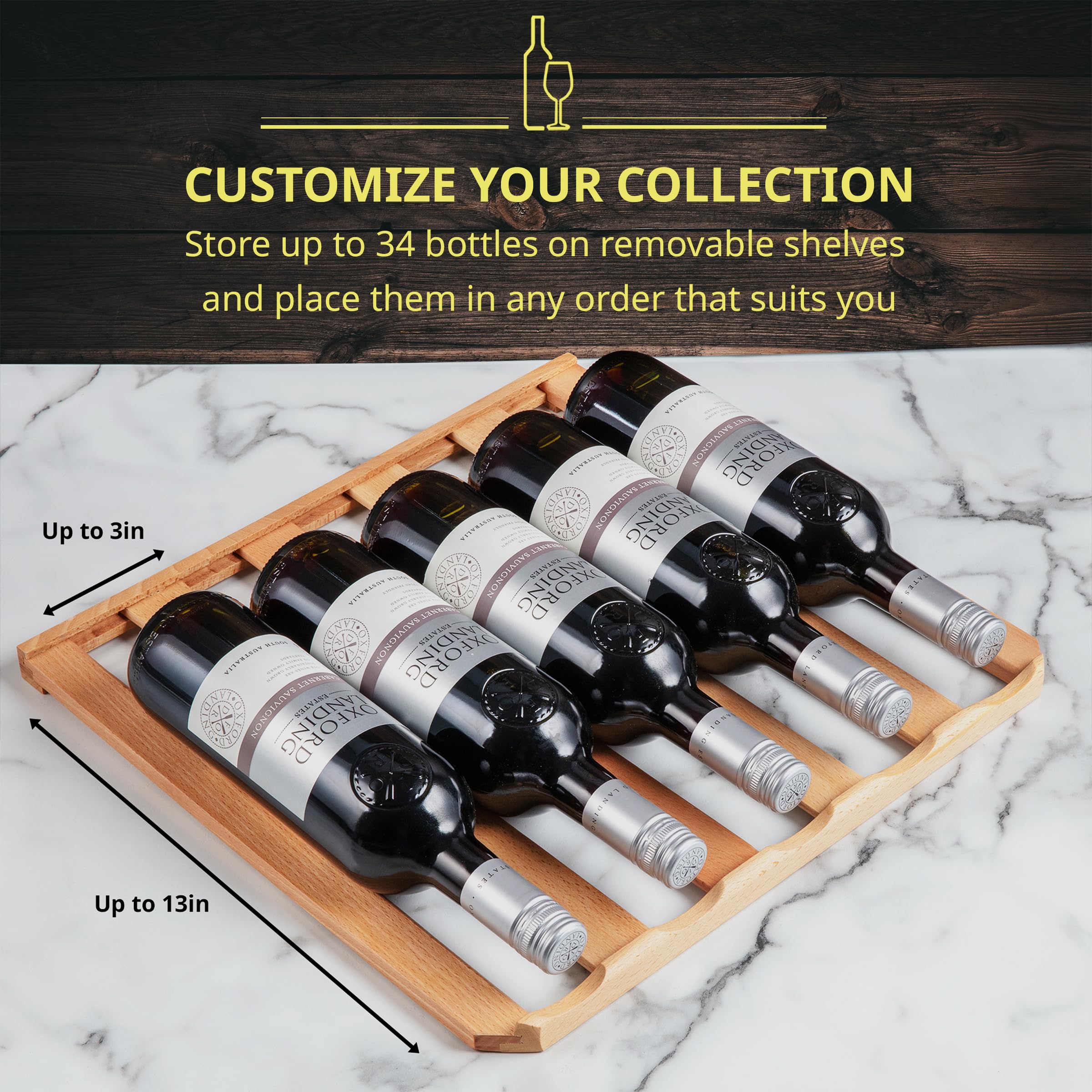 SCHMECKE 28 Bottle Compressor Wine Cooler Refrigerator w/Lock - Large Freestanding Wine Cellar - 41f-64f Digital Temperature Control Wine Fridge For Red, White, Champagne or Sparkling Wine - Black