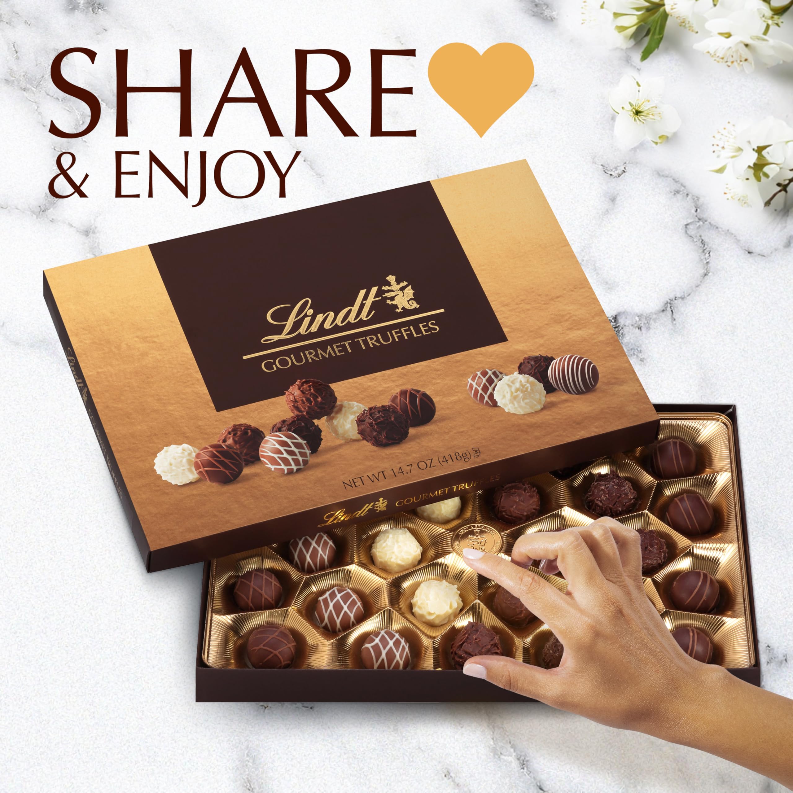 Lindt Gourmet Truffles Chocolate Candy Truffles, Assorted Chocolate Truffles, Christmas Candy, 14.7 oz. Gift Box